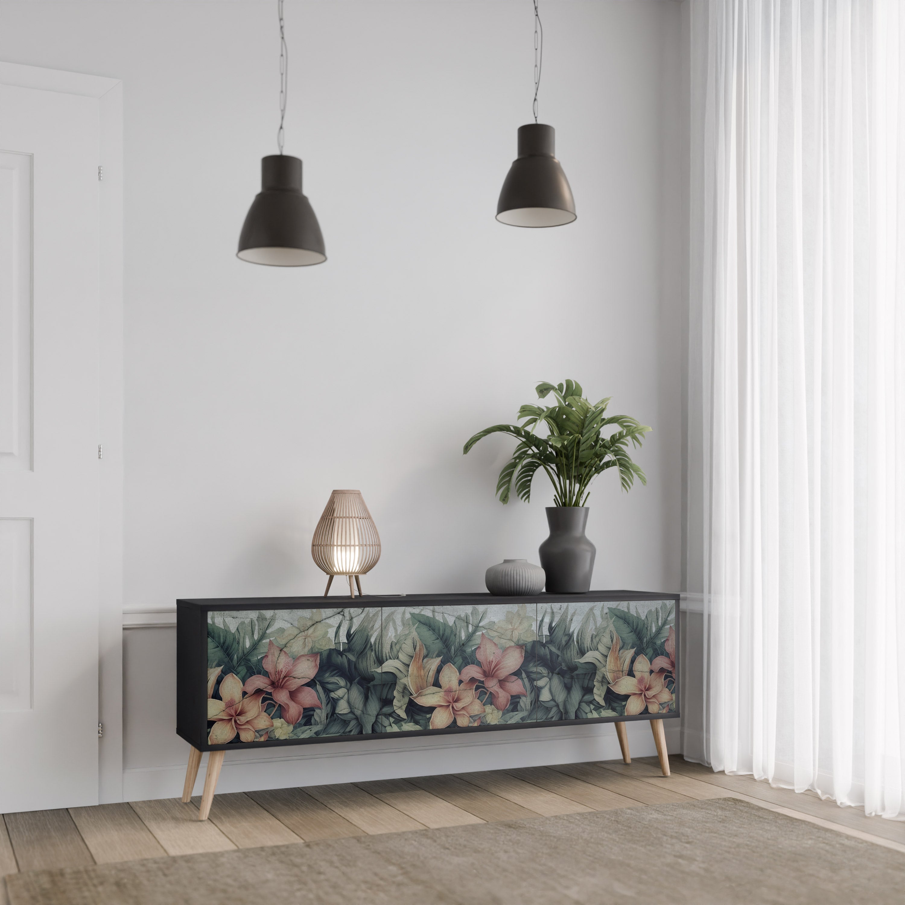 HEAVENLY BLOOM Szafka RTV 3-drzwiowa korpus Czarny
