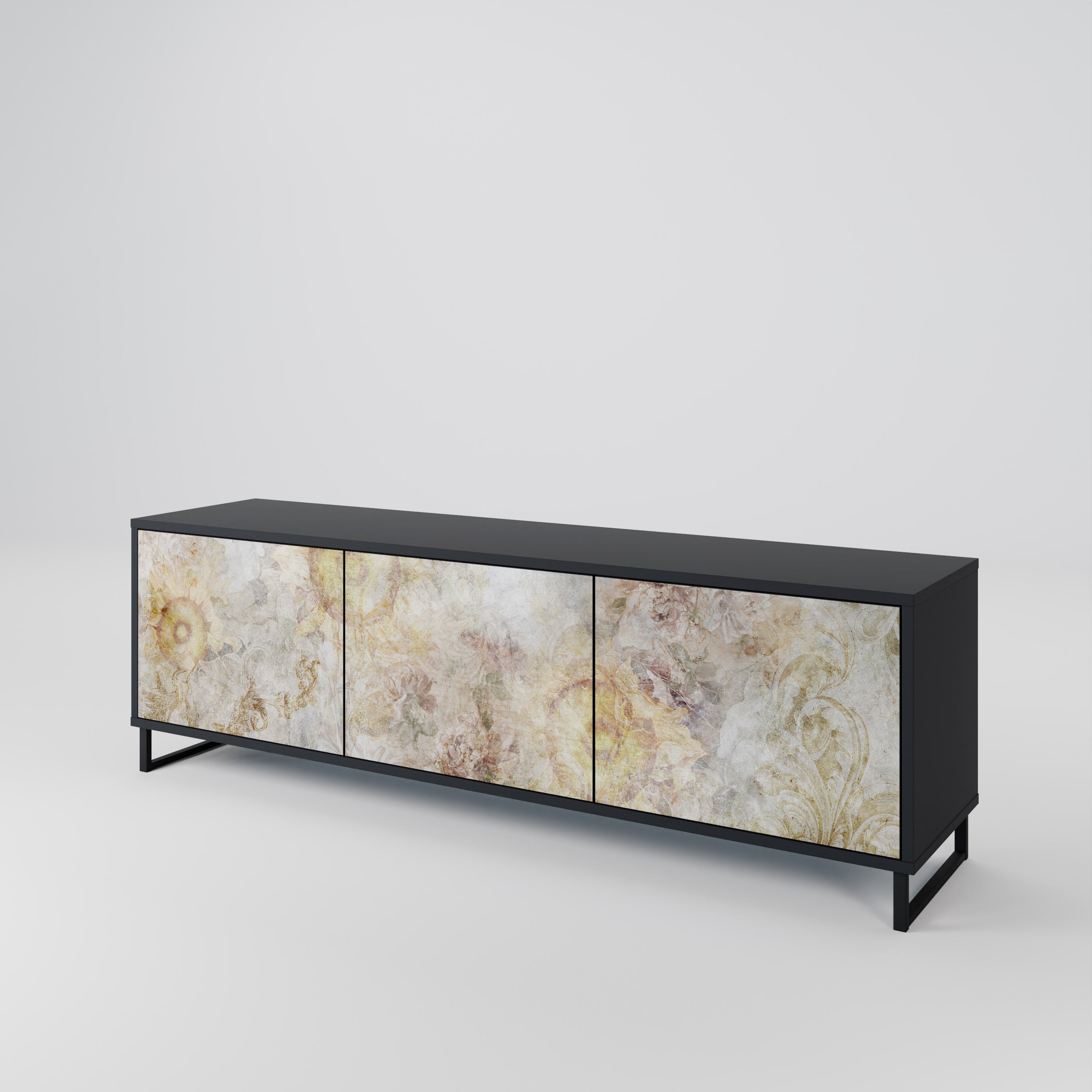 SUNFLOWER BLUR Szafka RTV 3-drzwiowa korpus Czarny