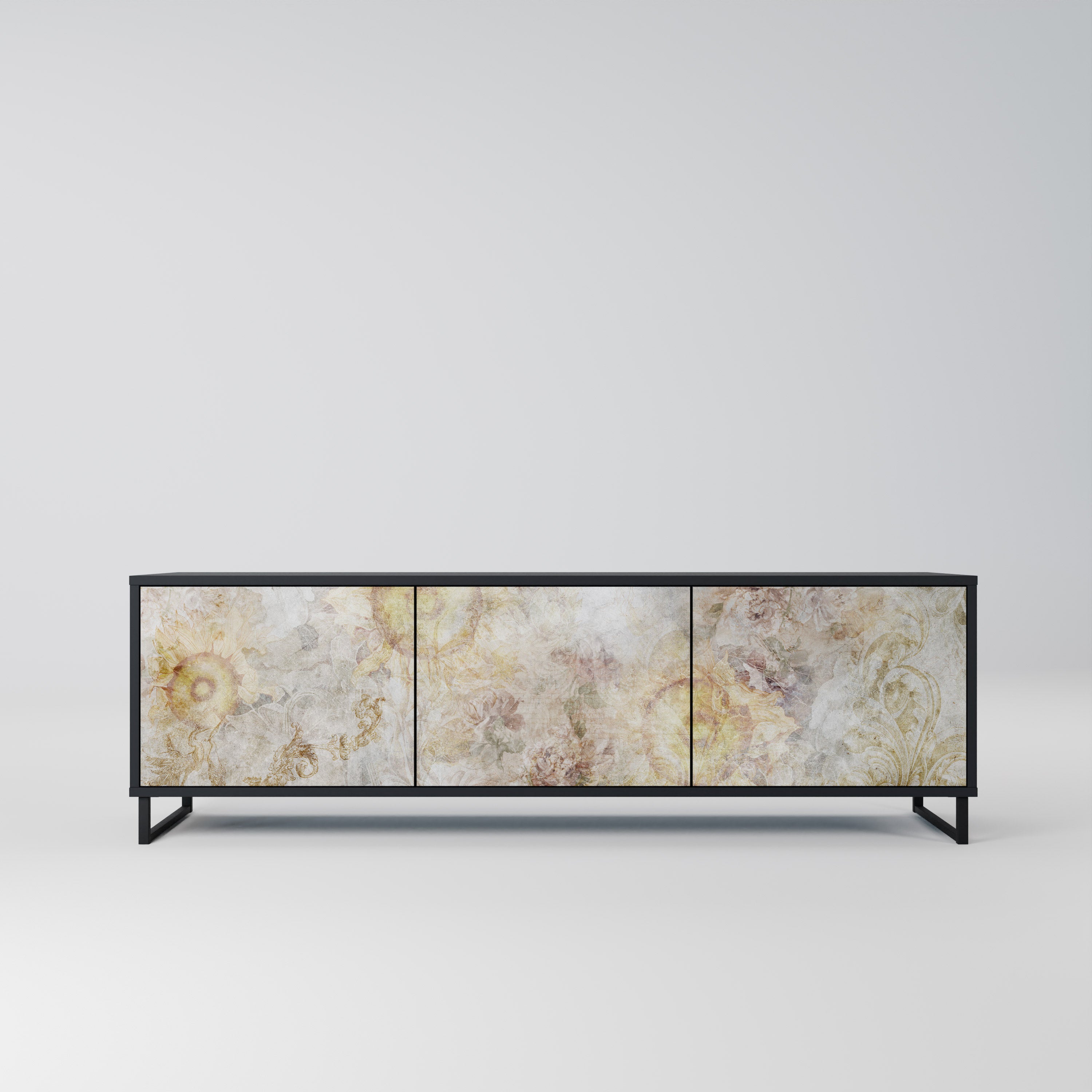 SUNFLOWER BLUR Szafka RTV 3-drzwiowa korpus Czarny