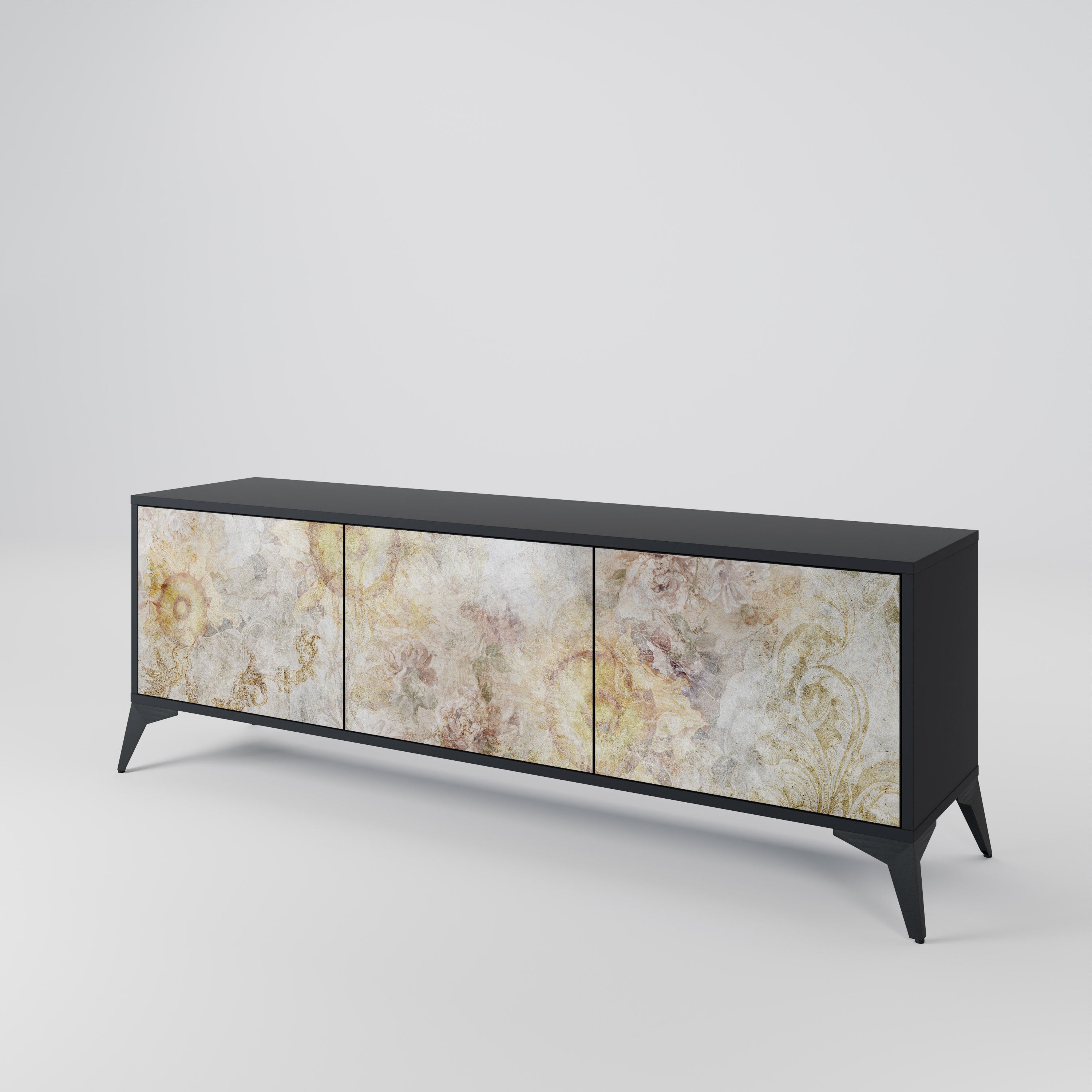 SUNFLOWER BLUR Szafka RTV 3-drzwiowa korpus Czarny