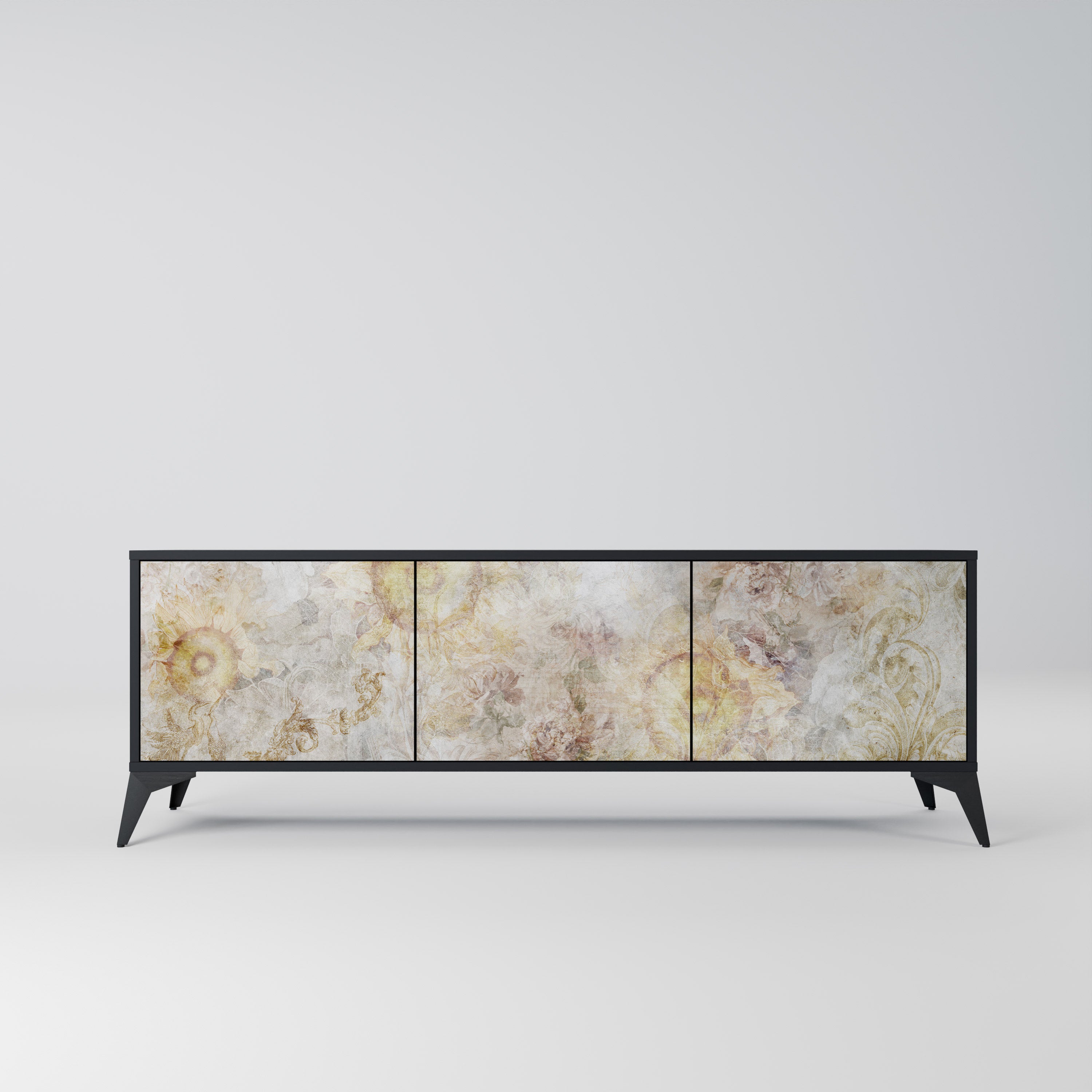 SUNFLOWER BLUR Szafka RTV 3-drzwiowa korpus Czarny