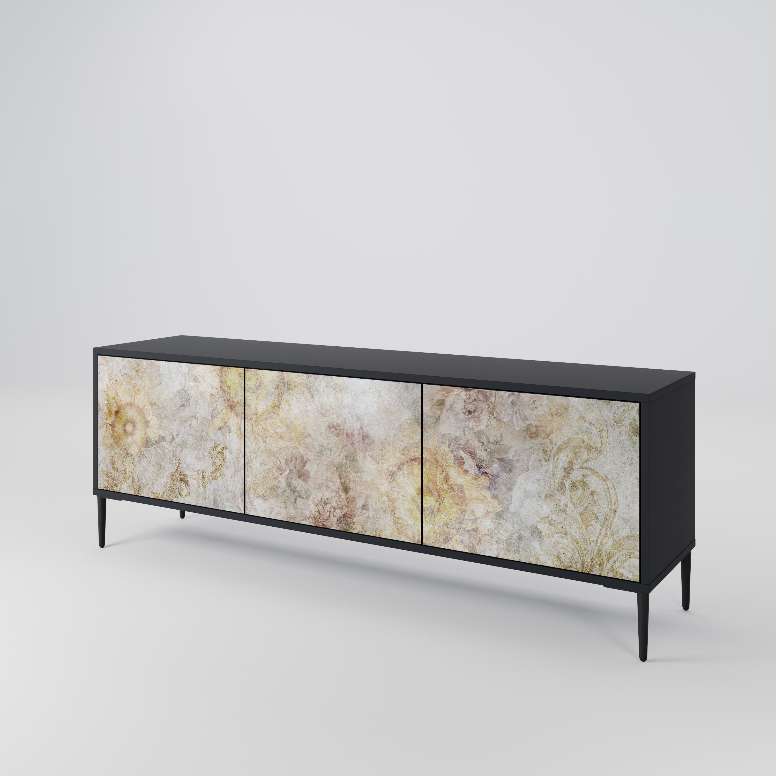 SUNFLOWER BLUR Szafka RTV 3-drzwiowa korpus Czarny