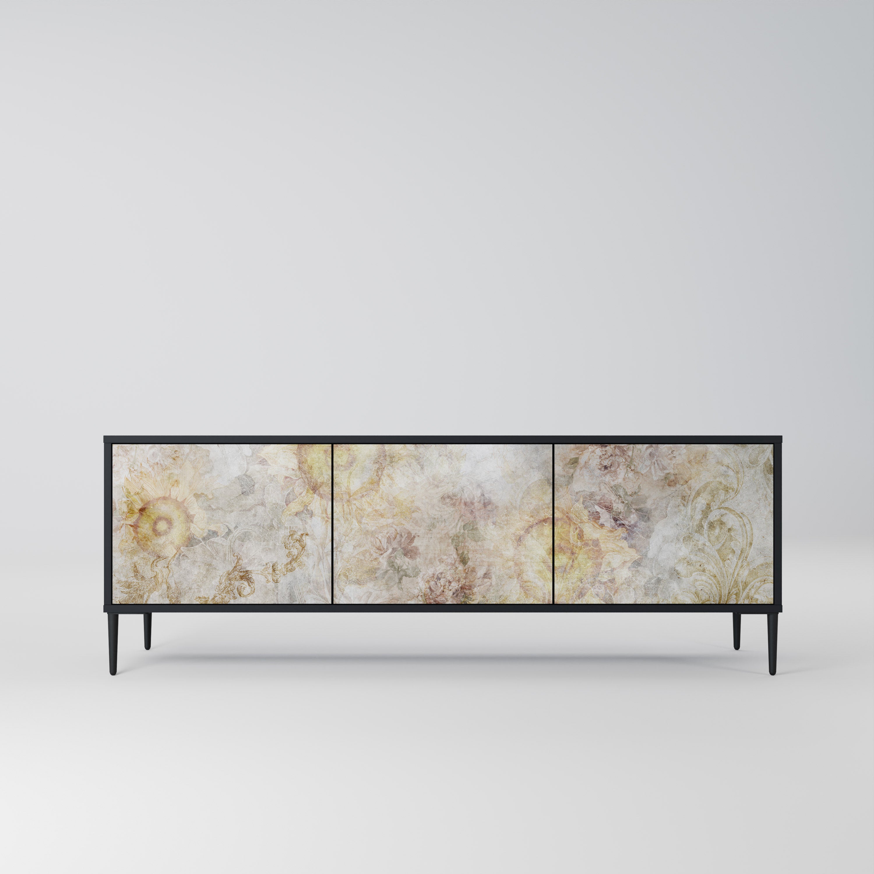 SUNFLOWER BLUR Szafka RTV 3-drzwiowa korpus Czarny