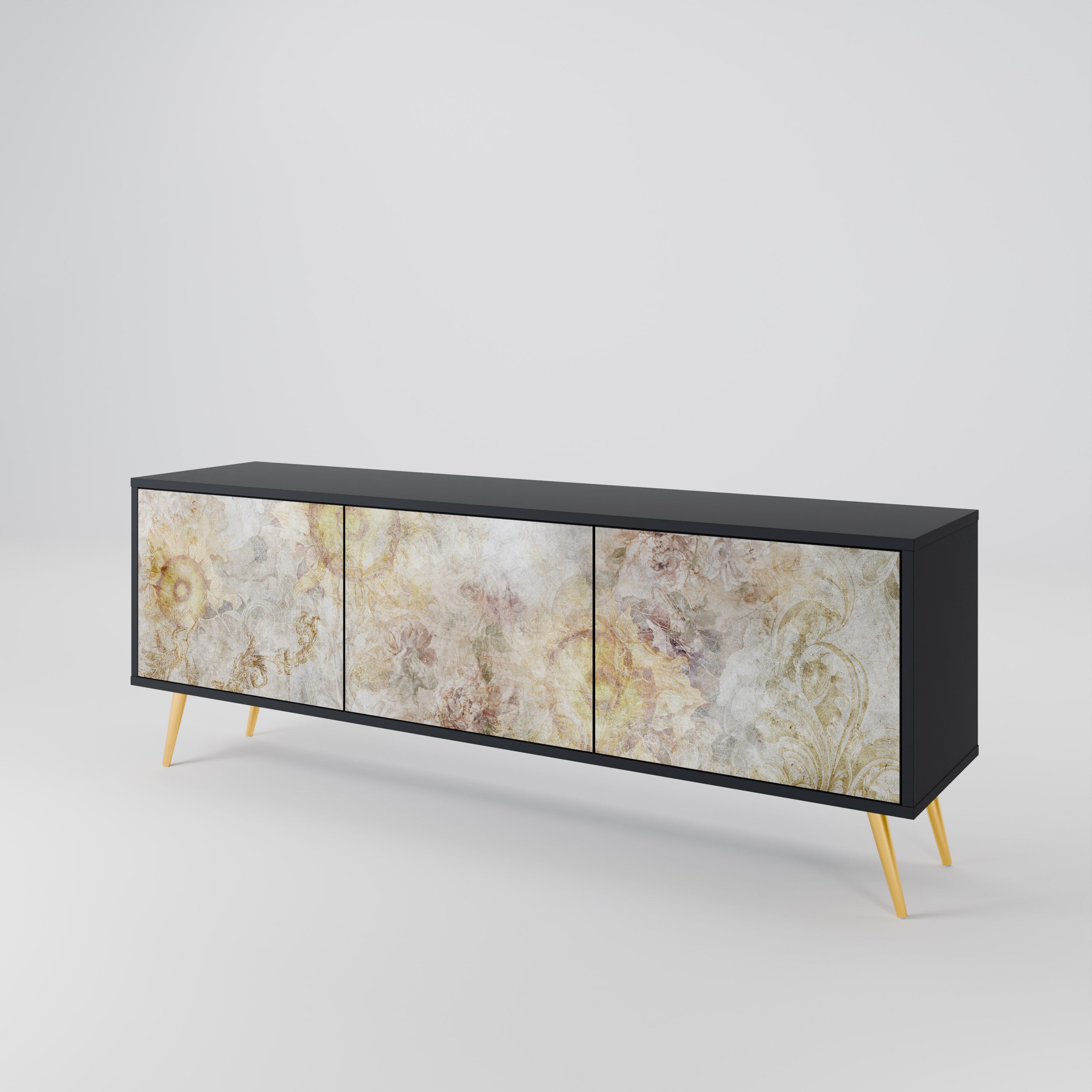 SUNFLOWER BLUR Szafka RTV 3-drzwiowa korpus Czarny