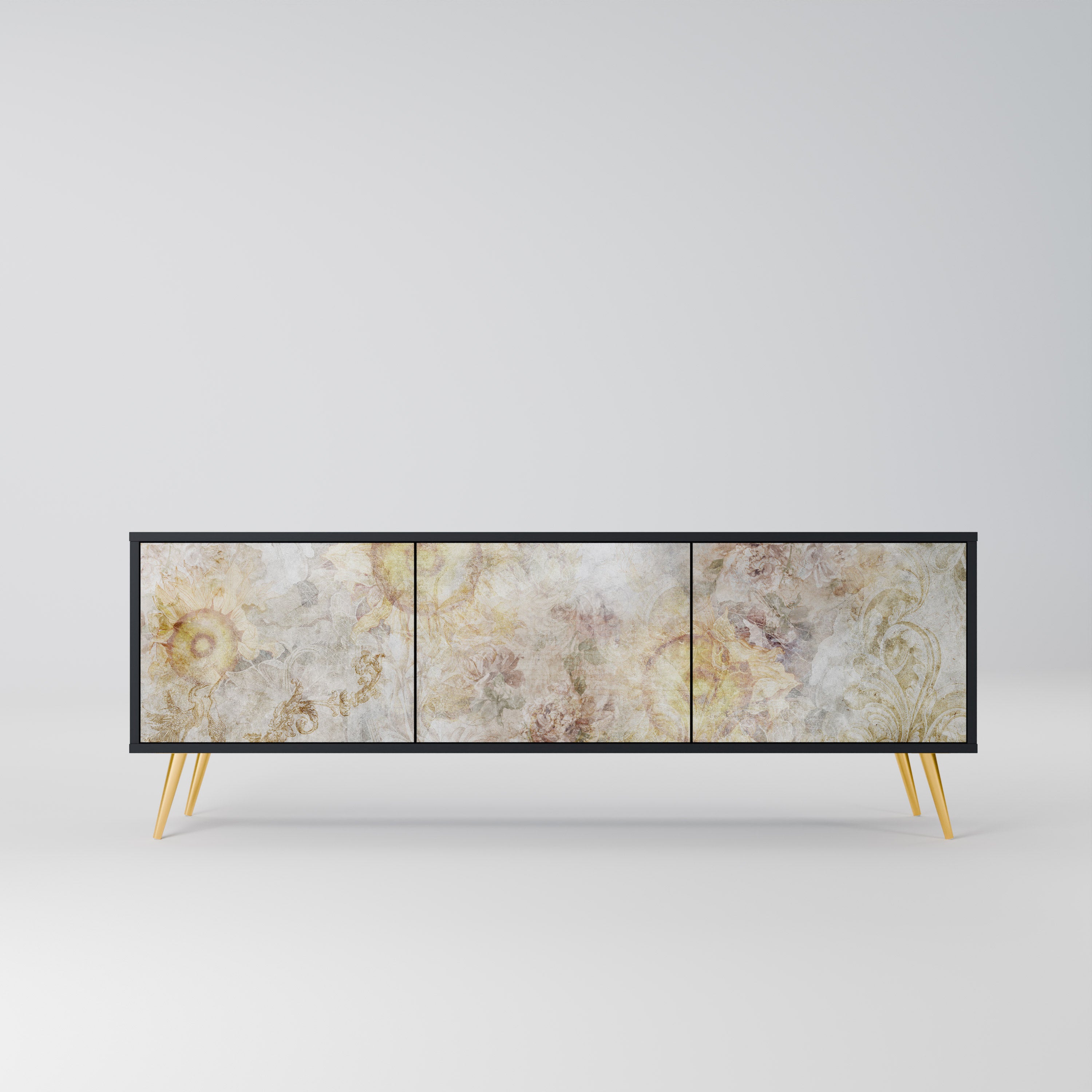 SUNFLOWER BLUR Szafka RTV 3-drzwiowa korpus Czarny