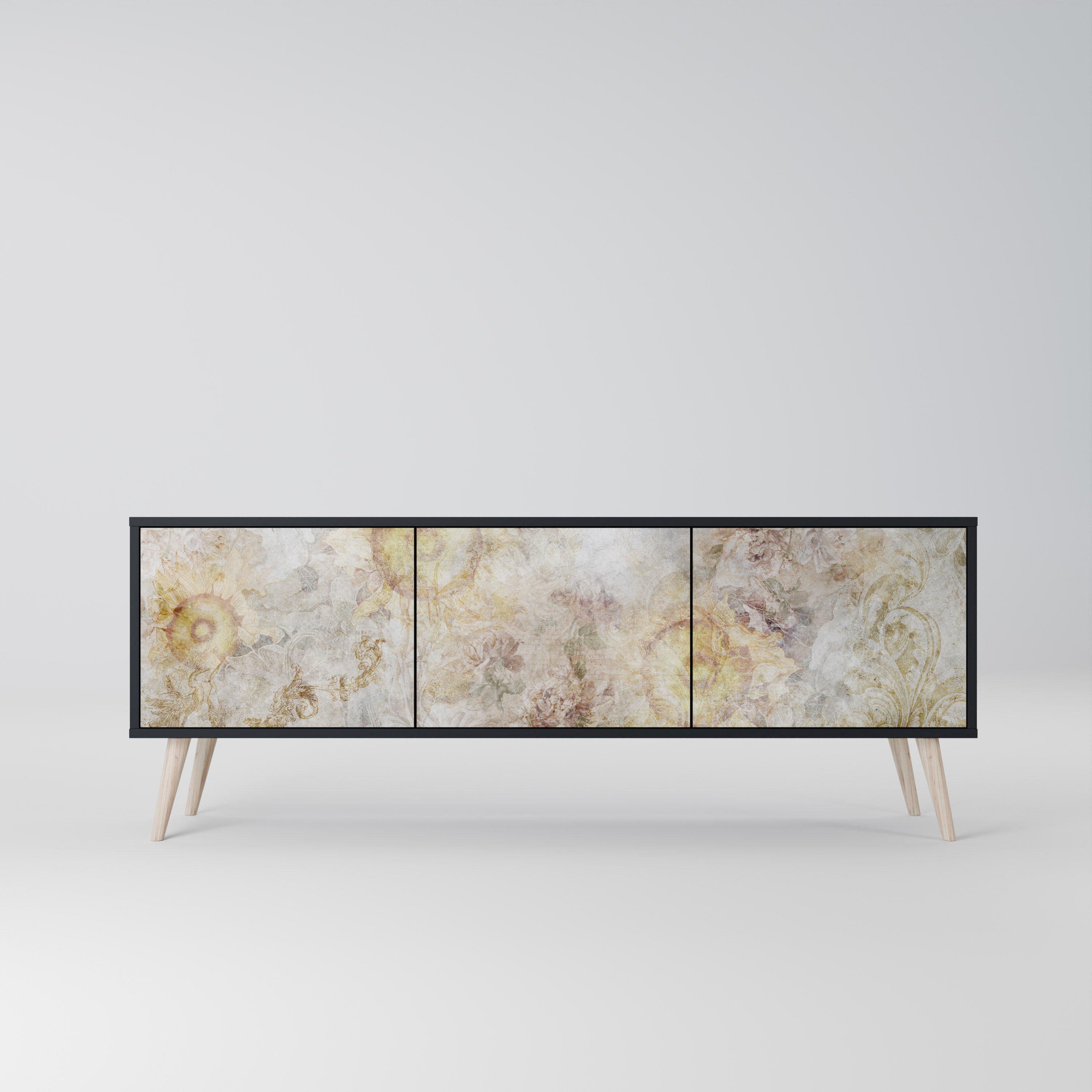 SUNFLOWER BLUR Szafka RTV 3-drzwiowa korpus Czarny