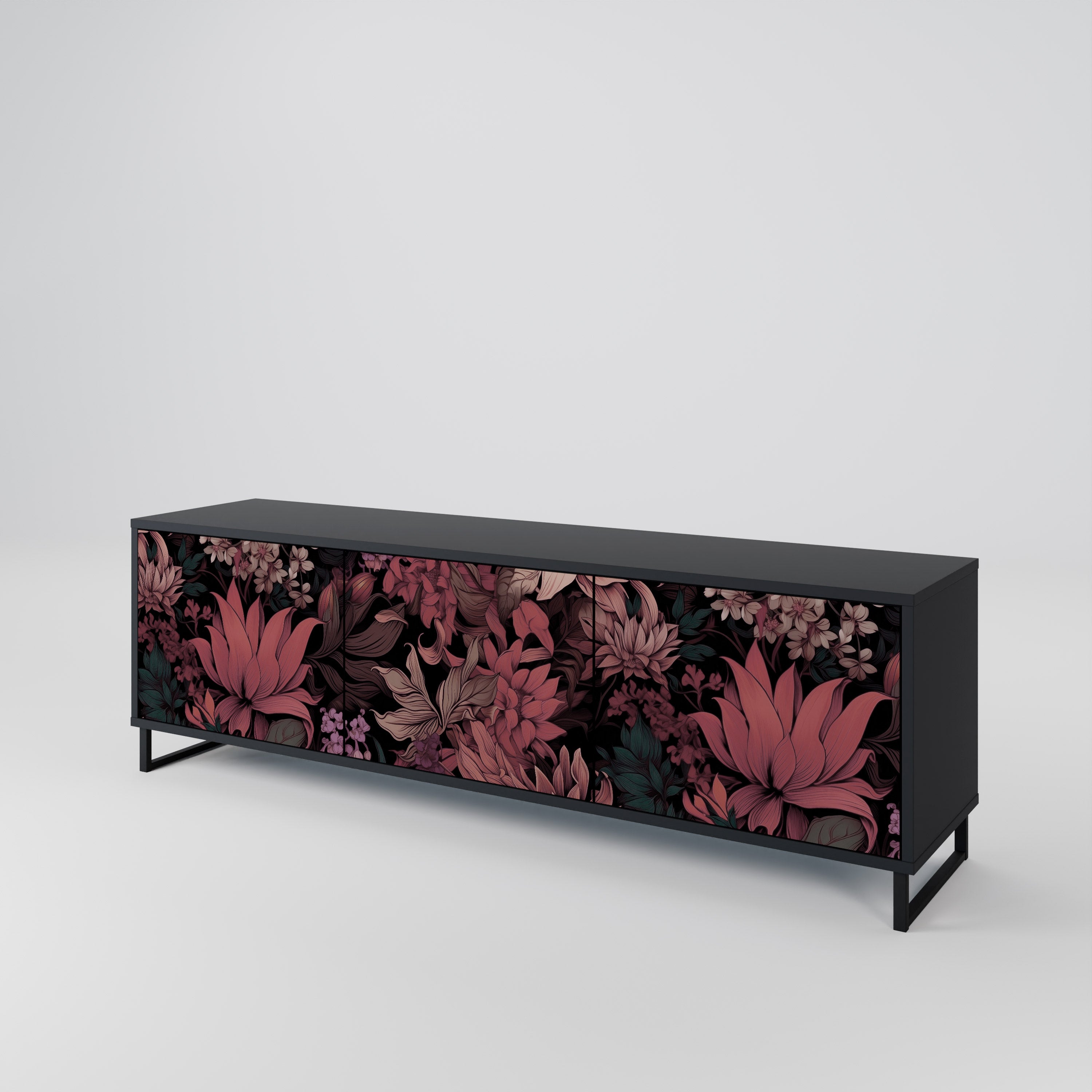 FLORAL WHISPER Szafka RTV 3-drzwiowa korpus Czarny