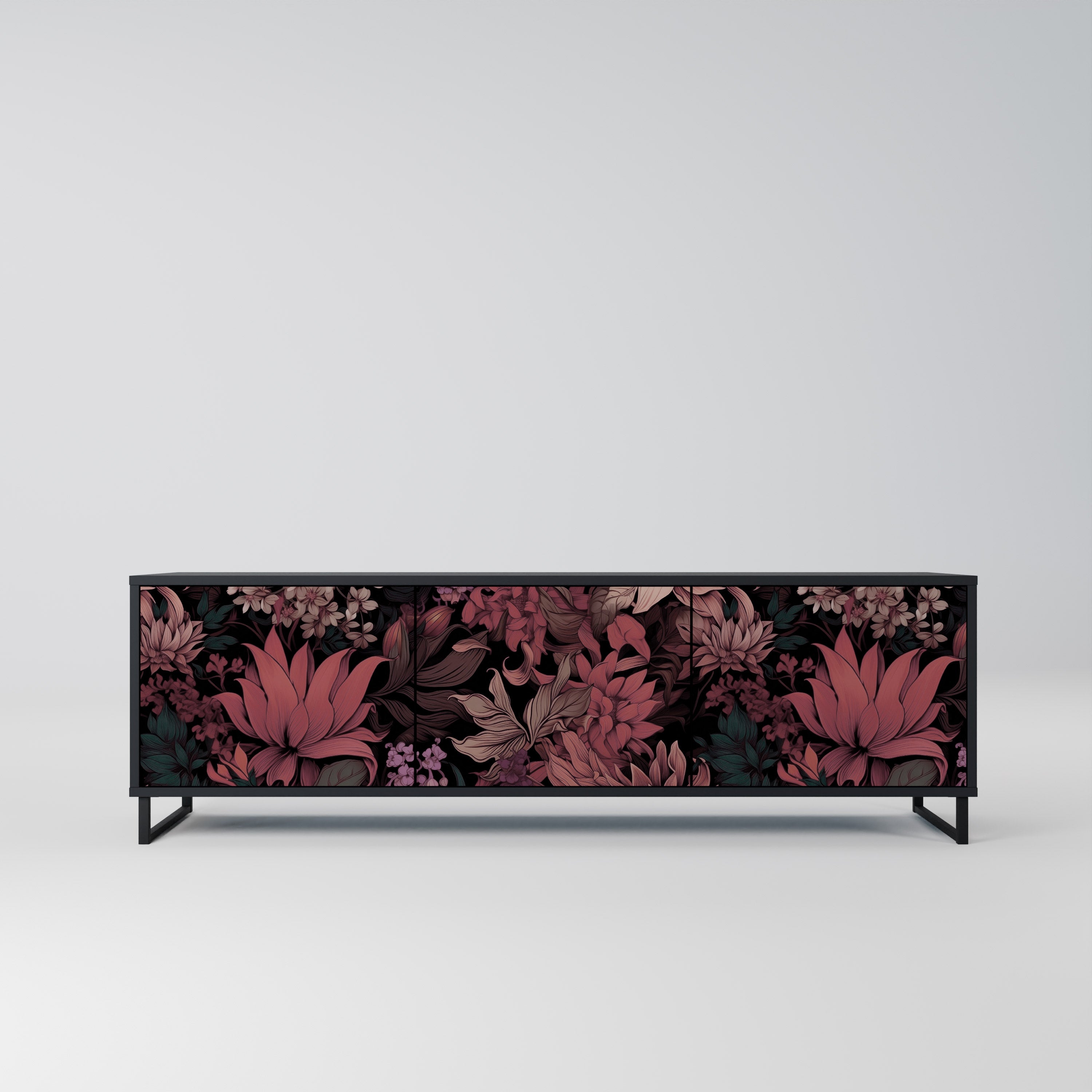 FLORAL WHISPER Szafka RTV 3-drzwiowa korpus Czarny