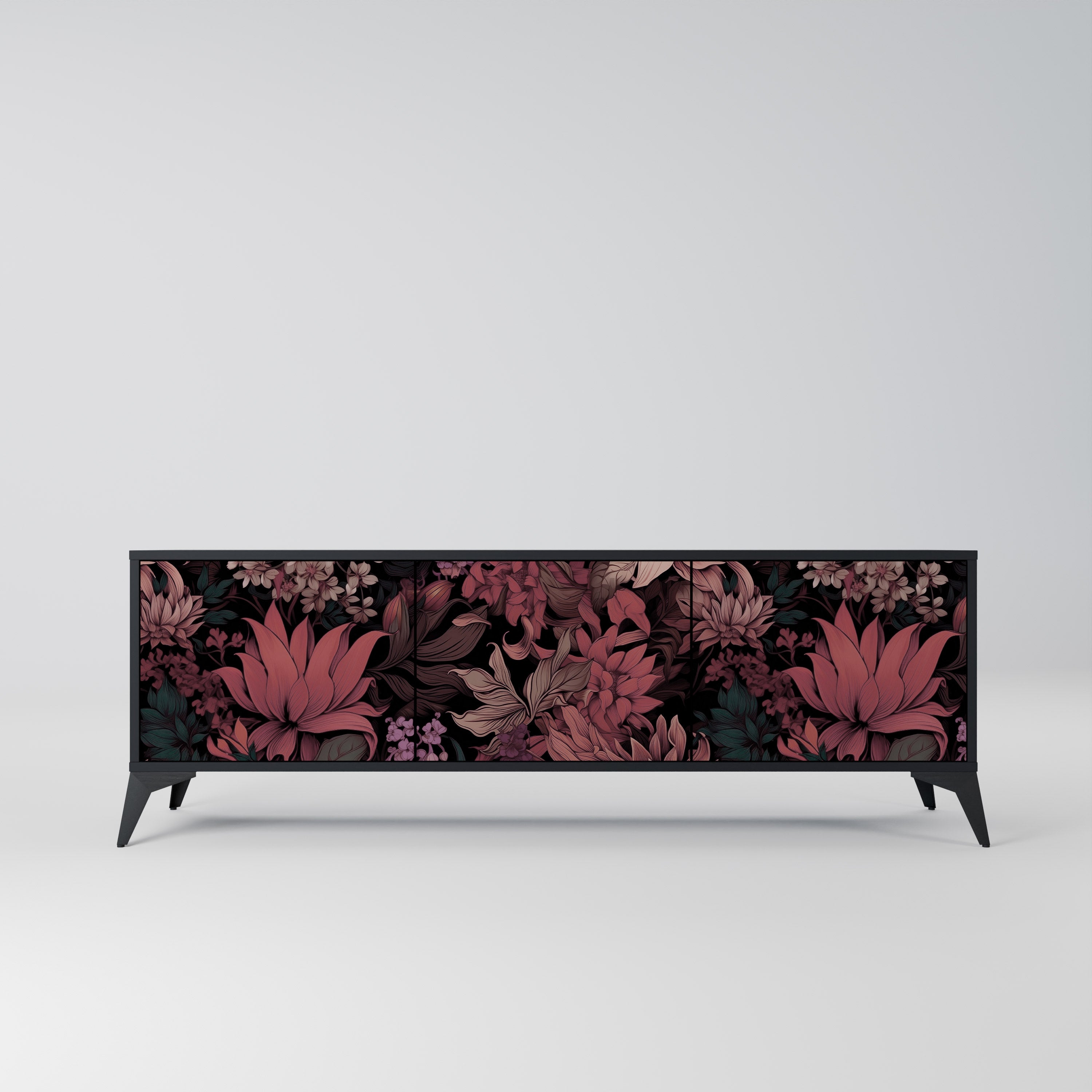FLORAL WHISPER Szafka RTV 3-drzwiowa korpus Czarny