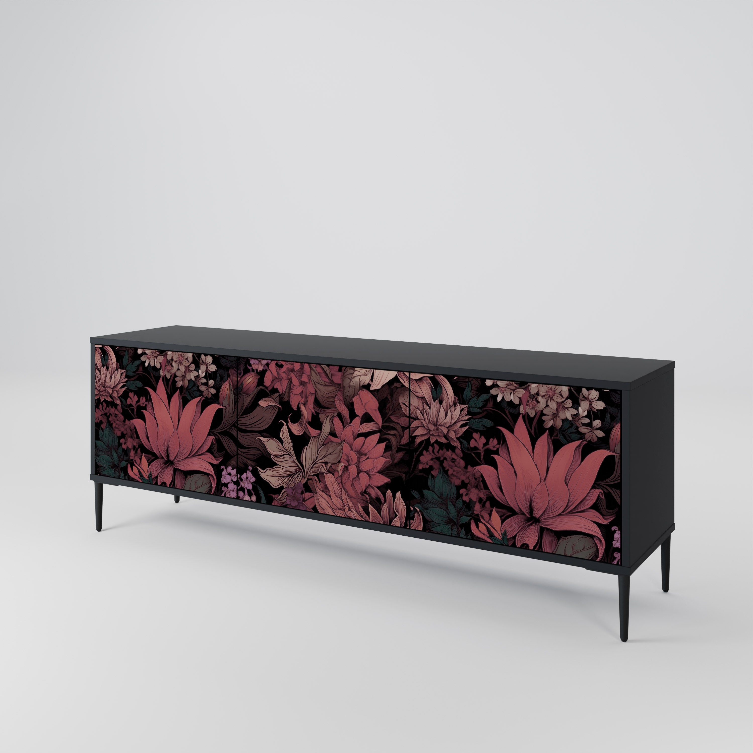 FLORAL WHISPER Szafka RTV 3-drzwiowa korpus Czarny