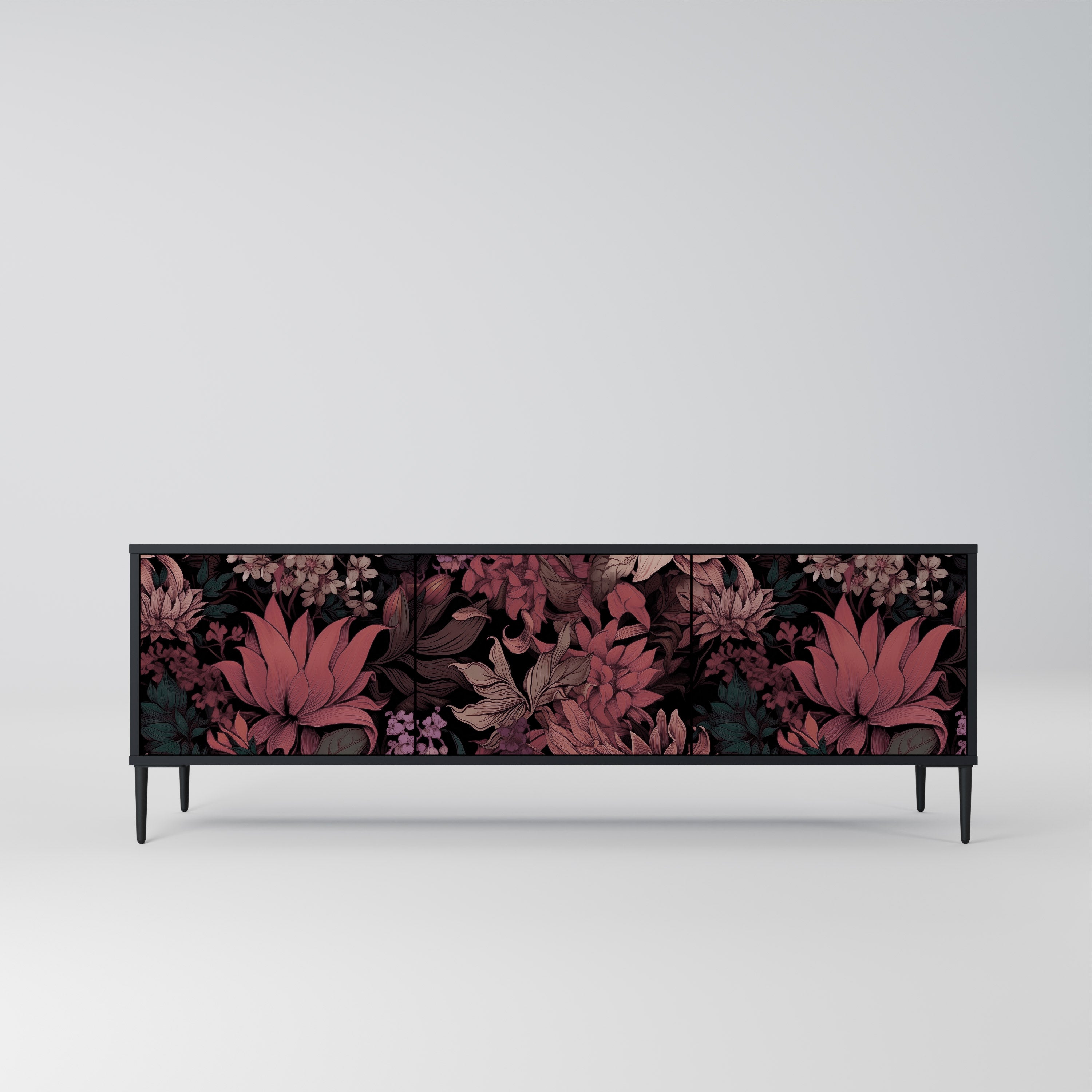 FLORAL WHISPER Szafka RTV 3-drzwiowa korpus Czarny