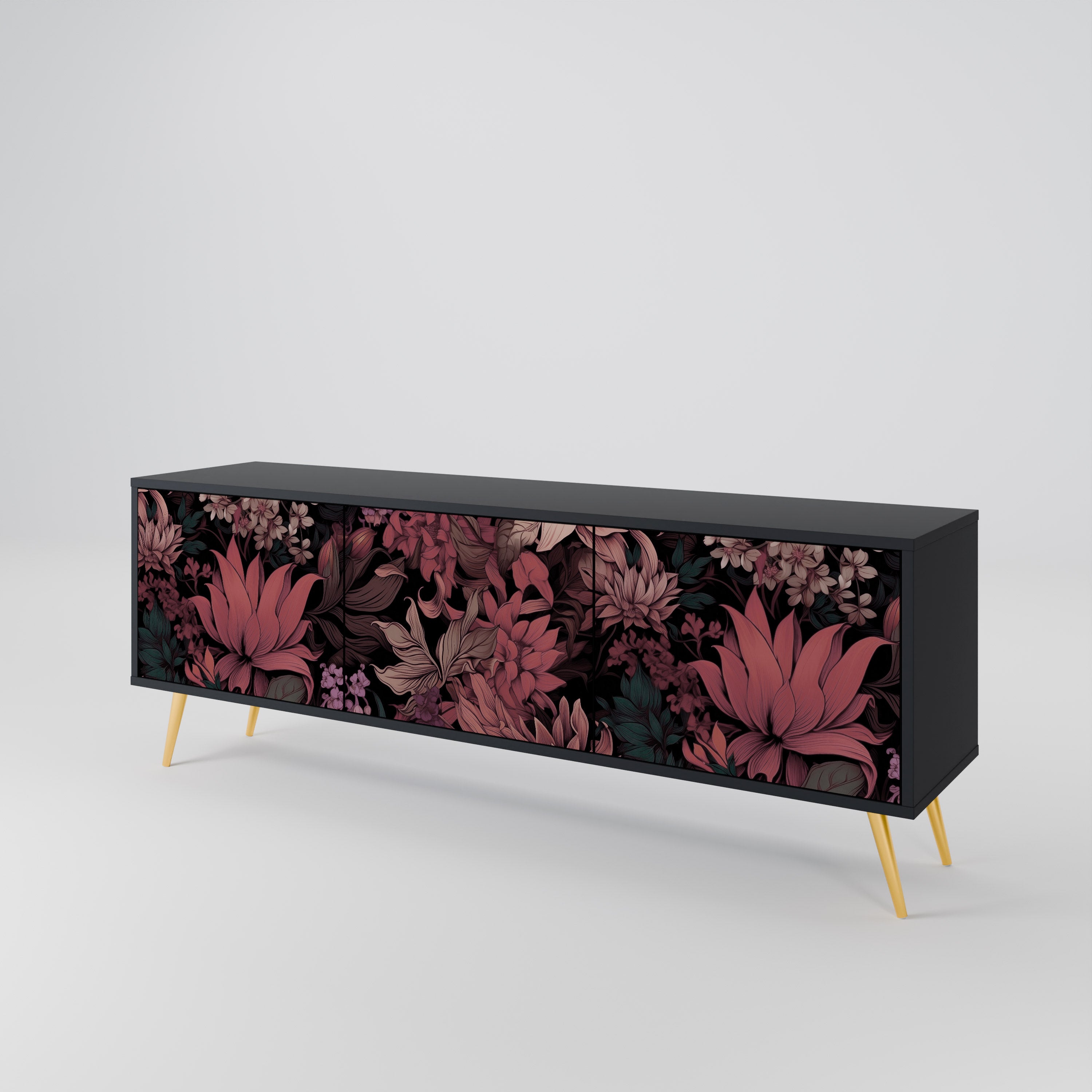 FLORAL WHISPER Szafka RTV 3-drzwiowa korpus Czarny