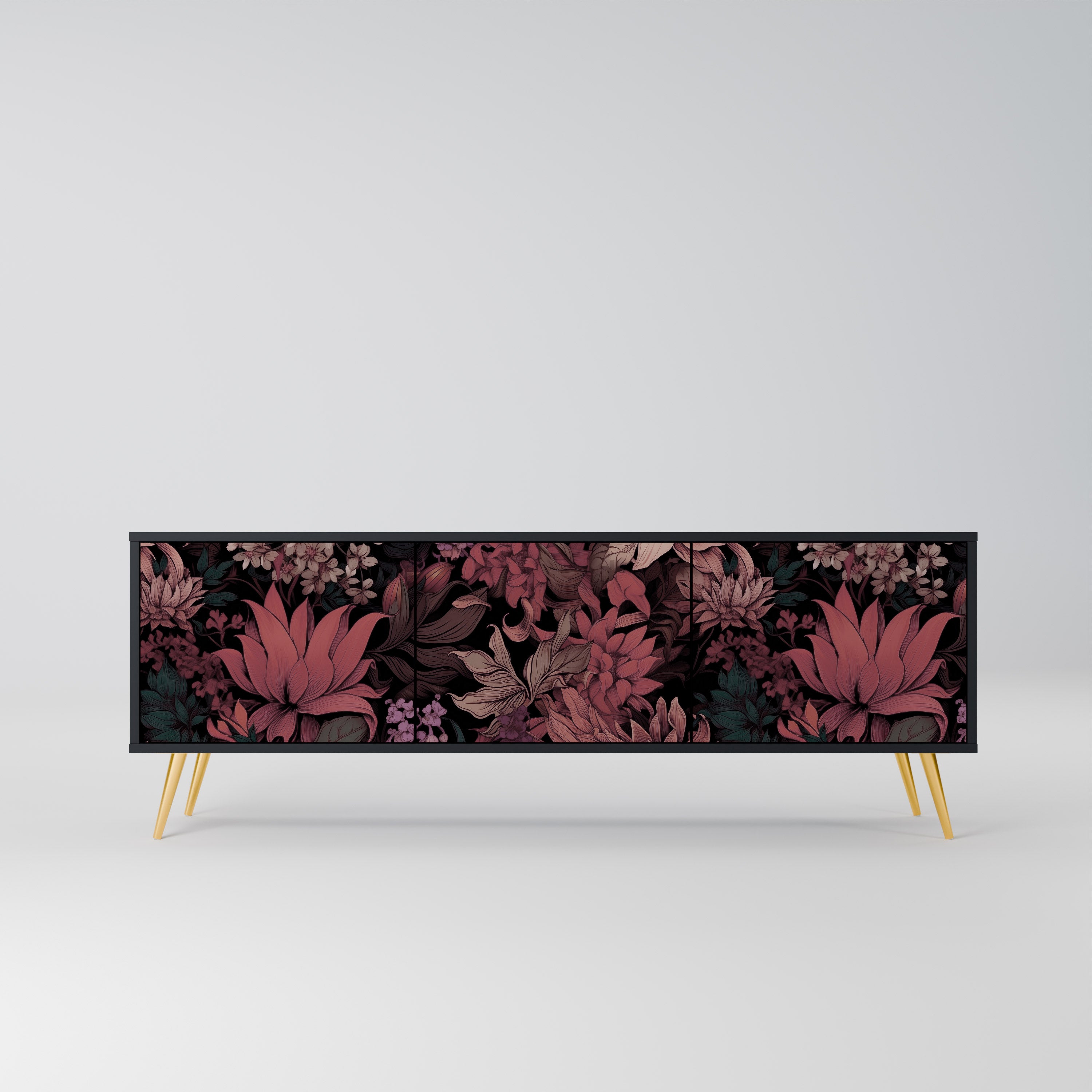 FLORAL WHISPER Szafka RTV 3-drzwiowa korpus Czarny