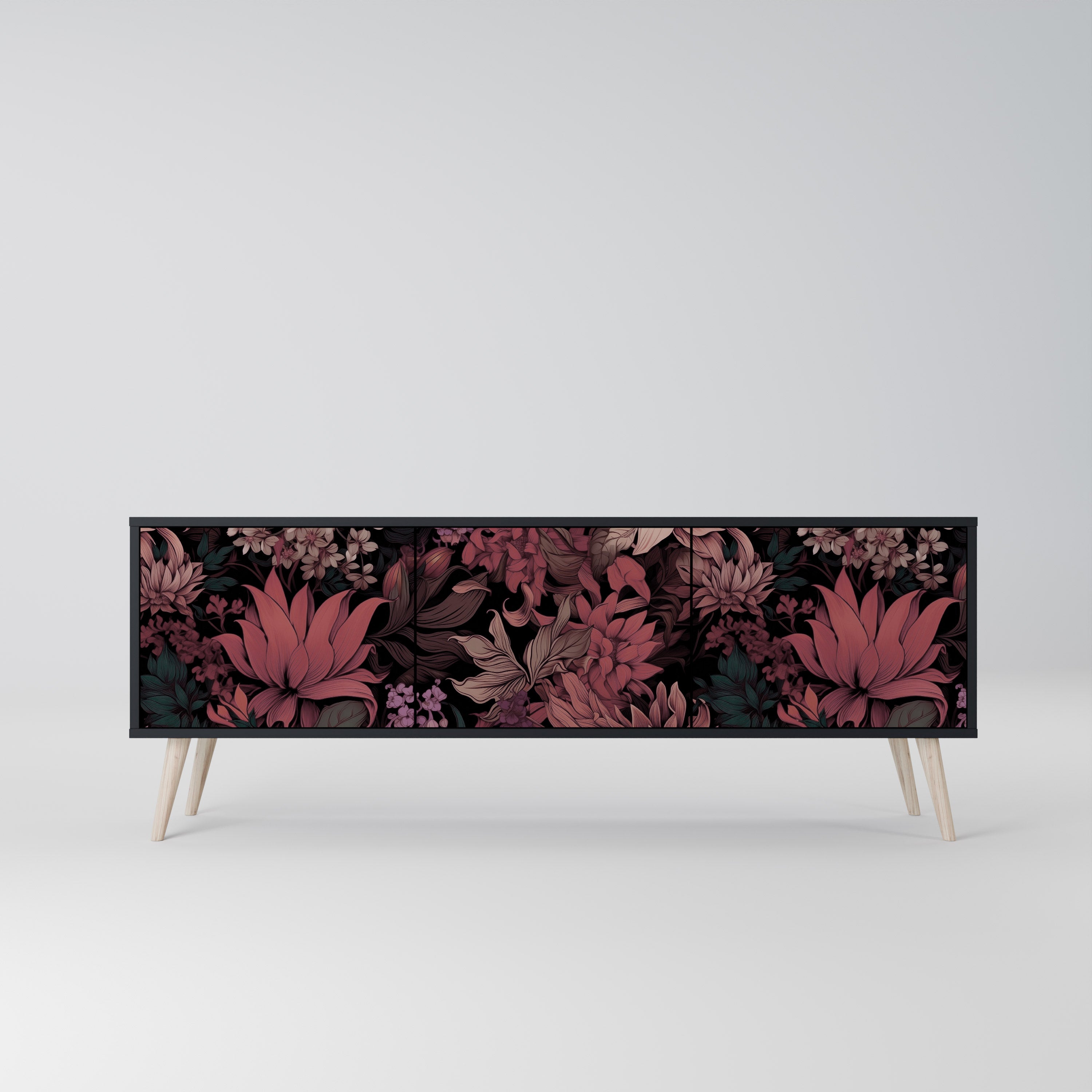FLORAL WHISPER Szafka RTV 3-drzwiowa korpus Czarny