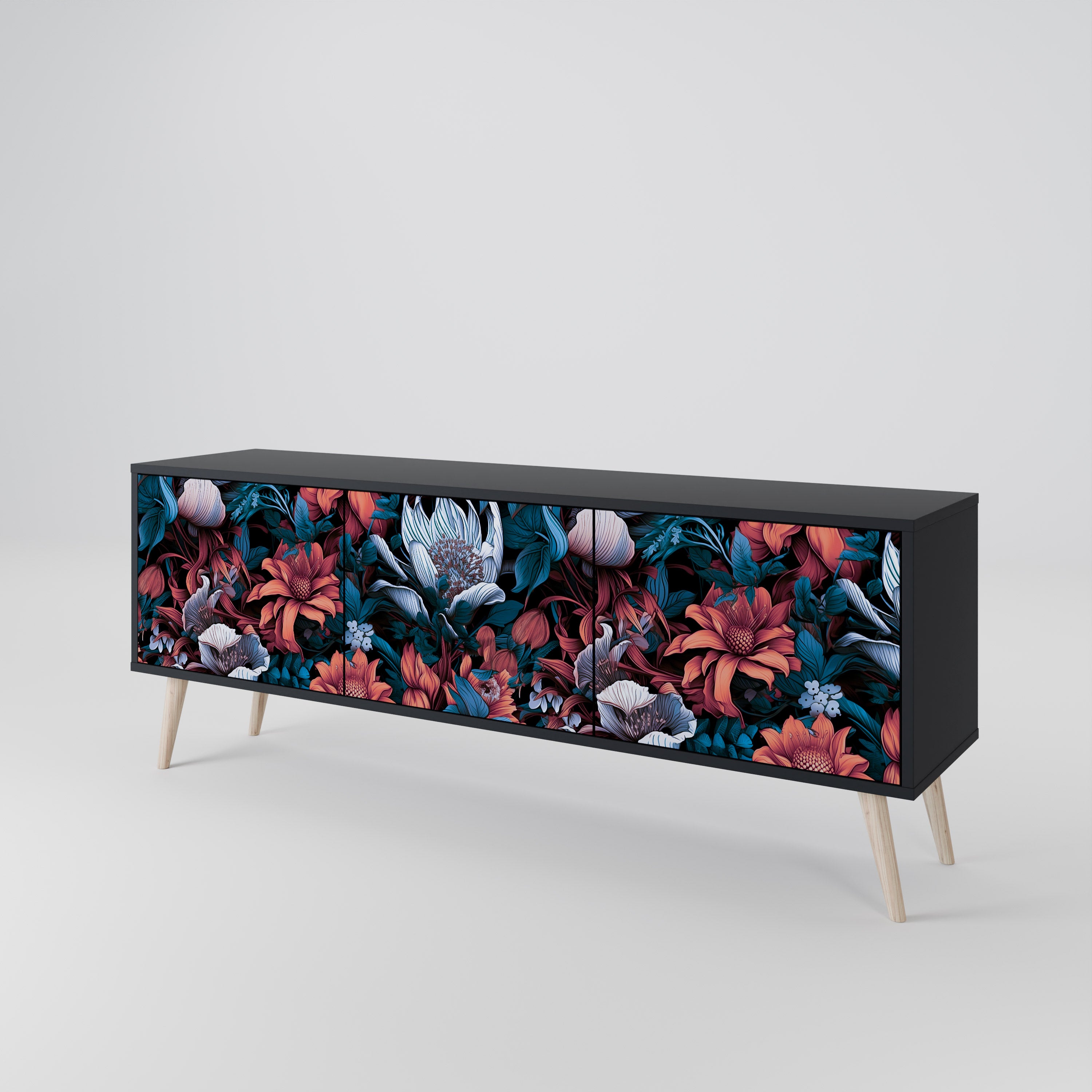 ETHEREAL BLOSSOMS Szafka RTV 3-drzwiowa korpus Czarny