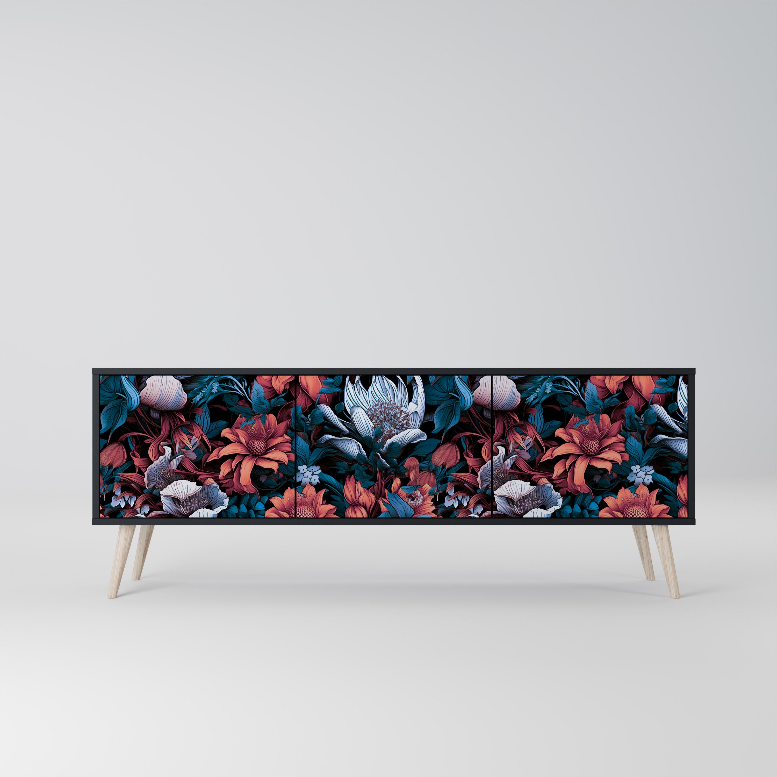 ETHEREAL BLOSSOMS Szafka RTV 3-drzwiowa korpus Czarny