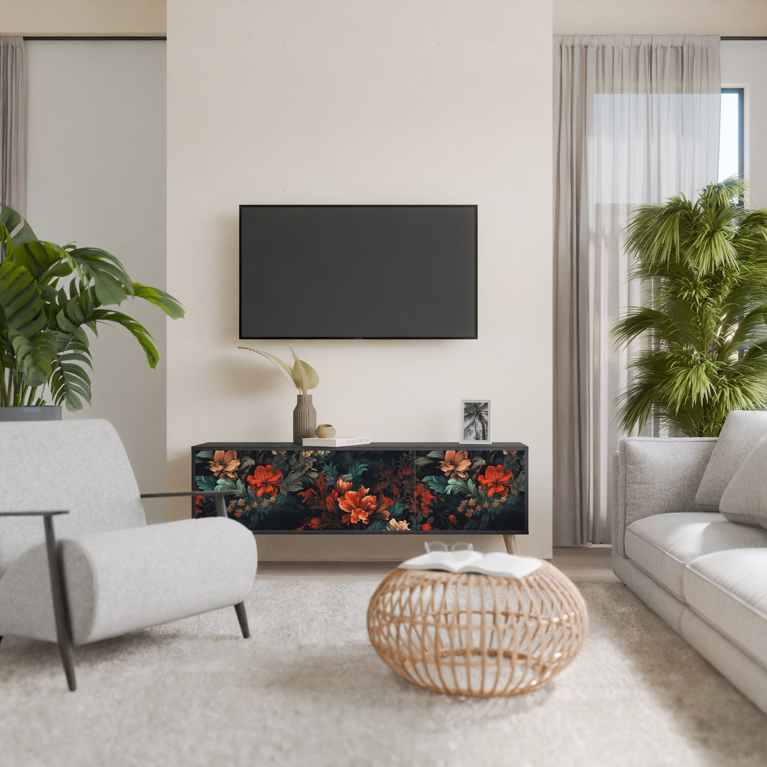 IMAGINARY BLOSSOM Szafka RTV 3-drzwiowa korpus Czarny