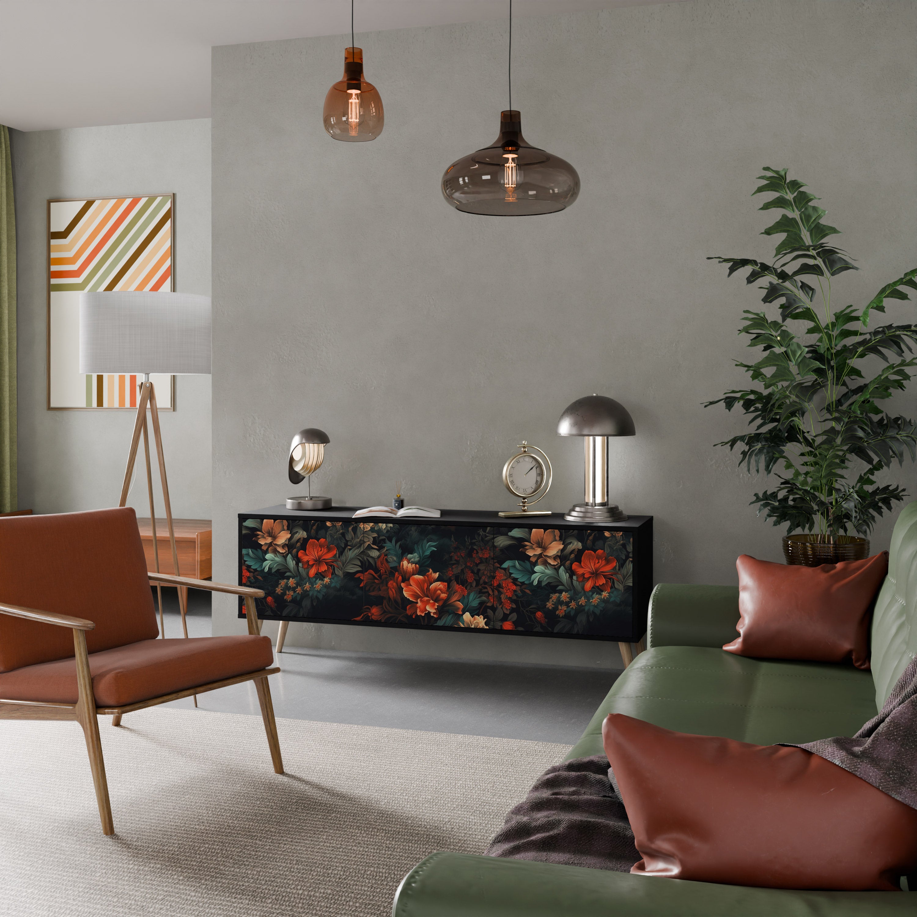 IMAGINARY BLOSSOM Szafka RTV 3-drzwiowa korpus Czarny