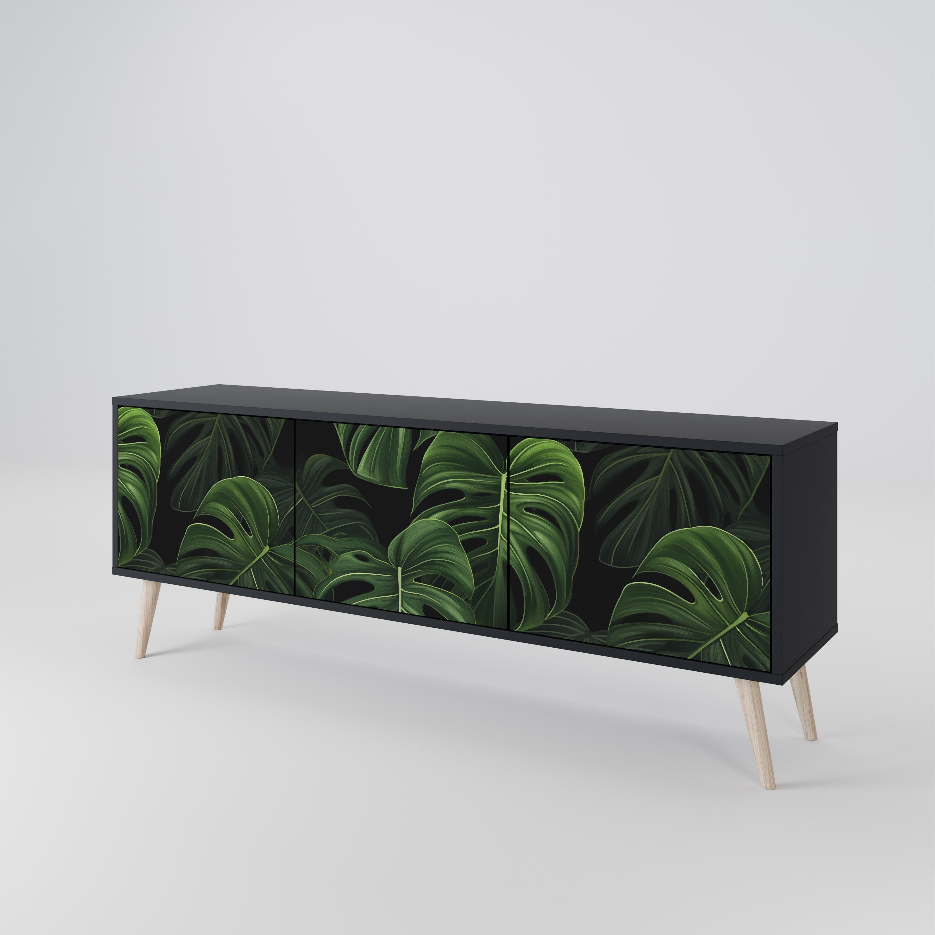 INFINITE MONSTERA Szafka RTV 3-drzwiowa korpus Czarny