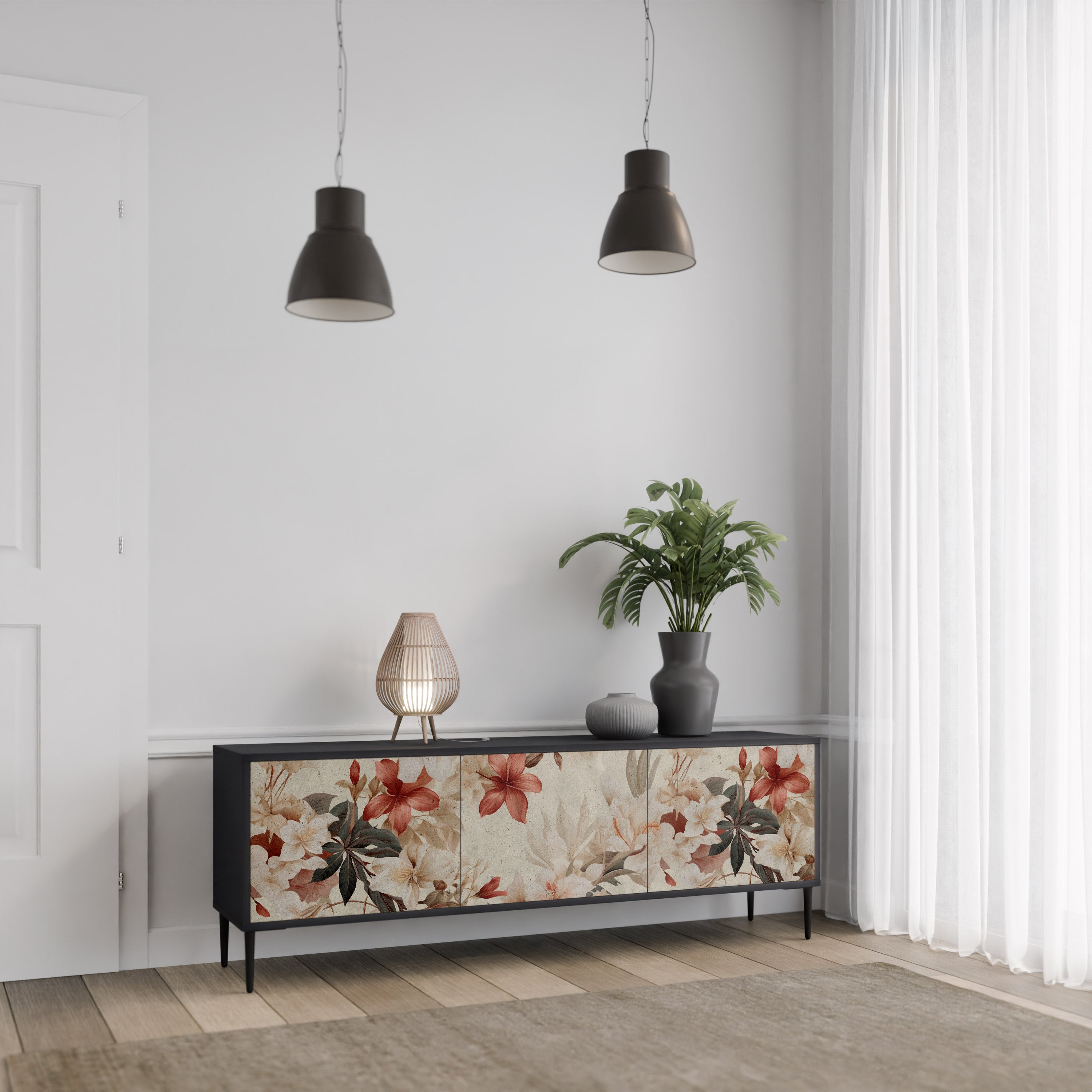 PETAL HARMONY Szafka RTV 3-drzwiowa korpus Czarny