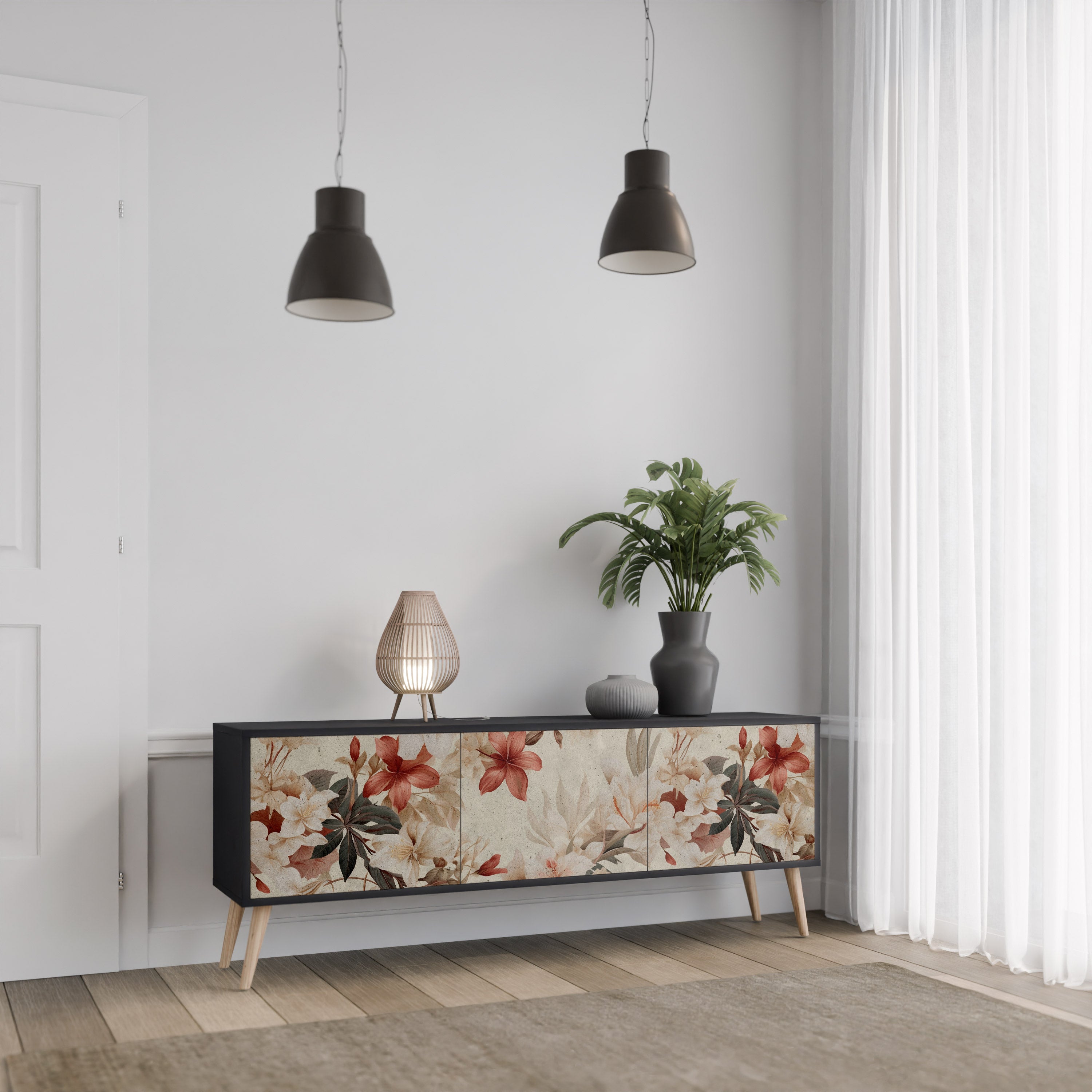 PETAL HARMONY Szafka RTV 3-drzwiowa korpus Czarny