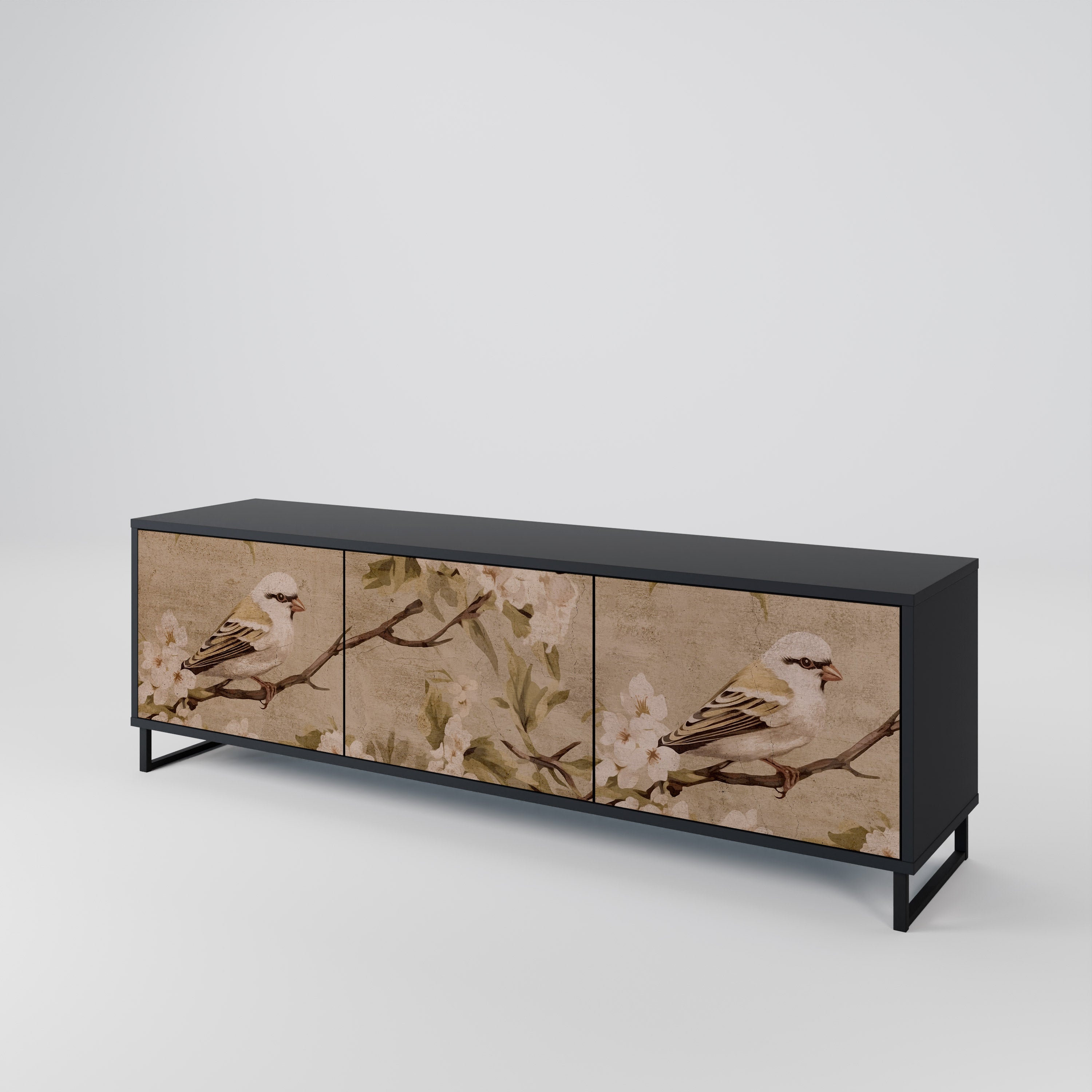 PETAL DISTINGUISH Szafka RTV 3-drzwiowa korpus Czarny