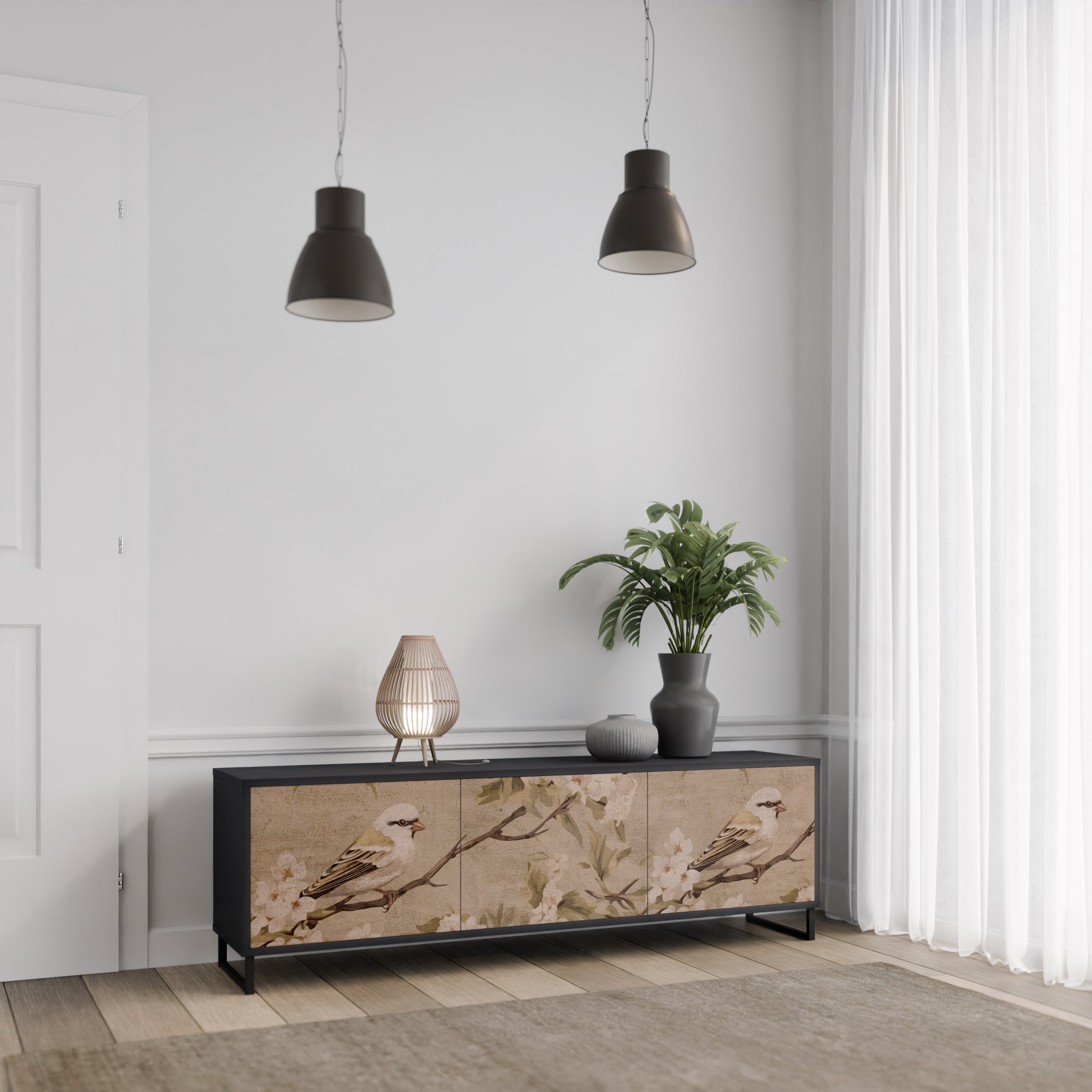 PETAL DISTINGUISH Szafka RTV 3-drzwiowa korpus Czarny
