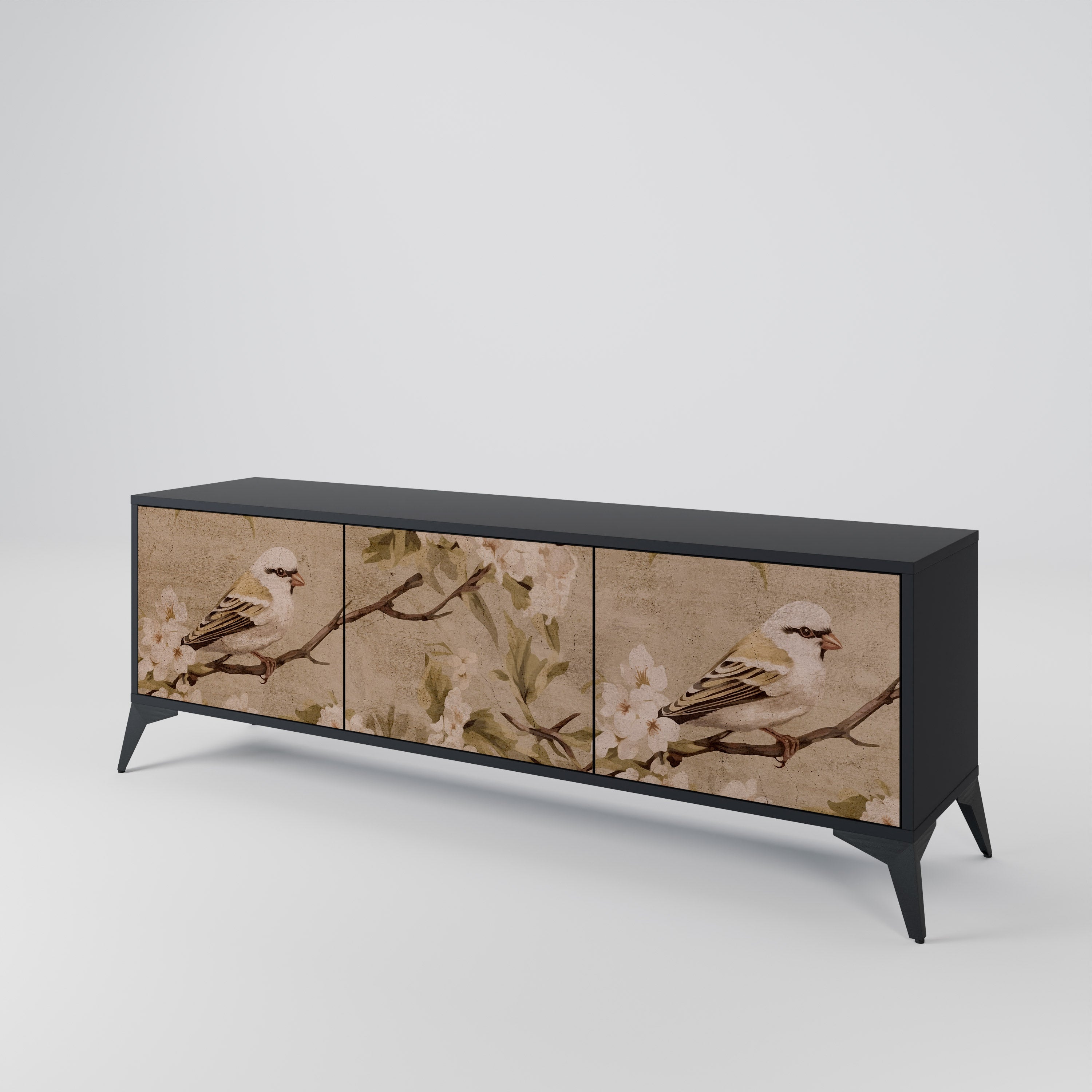 PETAL DISTINGUISH Szafka RTV 3-drzwiowa korpus Czarny