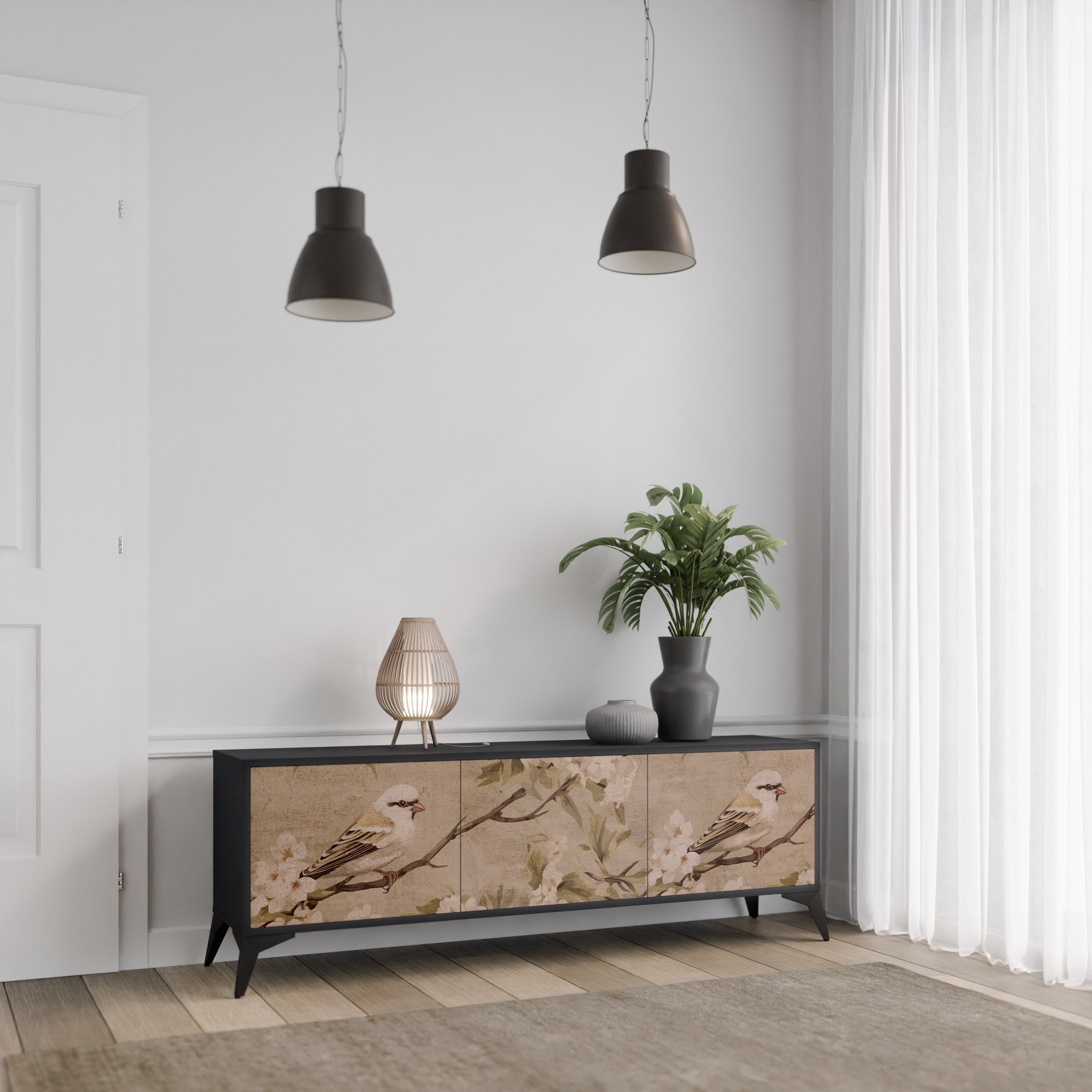 PETAL DISTINGUISH Szafka RTV 3-drzwiowa korpus Czarny