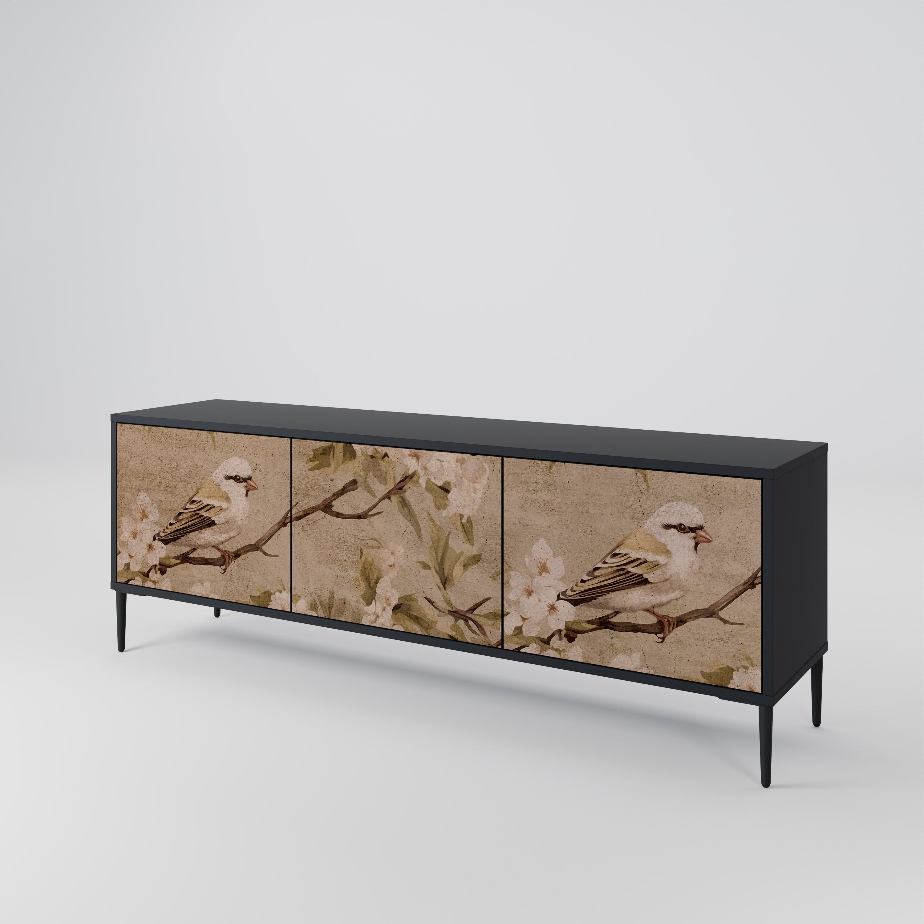 PETAL DISTINGUISH Szafka RTV 3-drzwiowa korpus Czarny