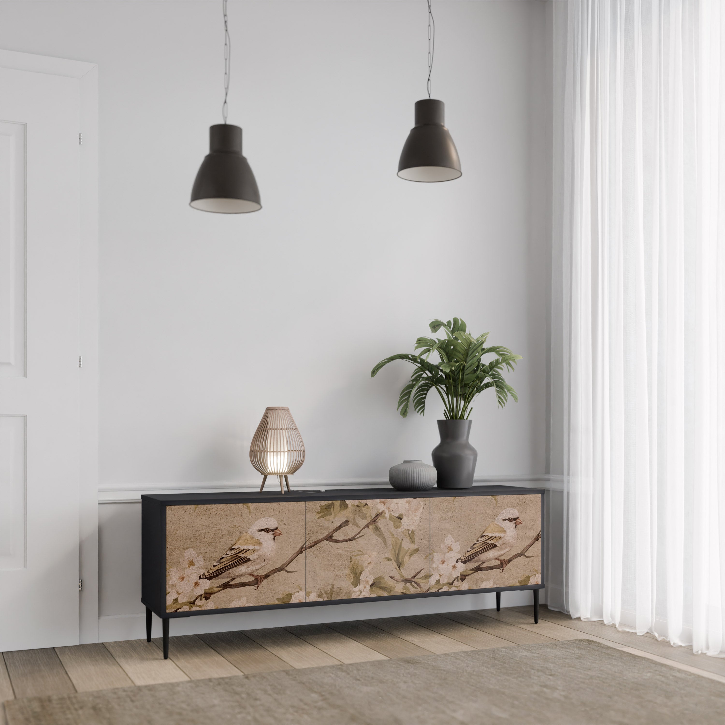 PETAL DISTINGUISH Szafka RTV 3-drzwiowa korpus Czarny