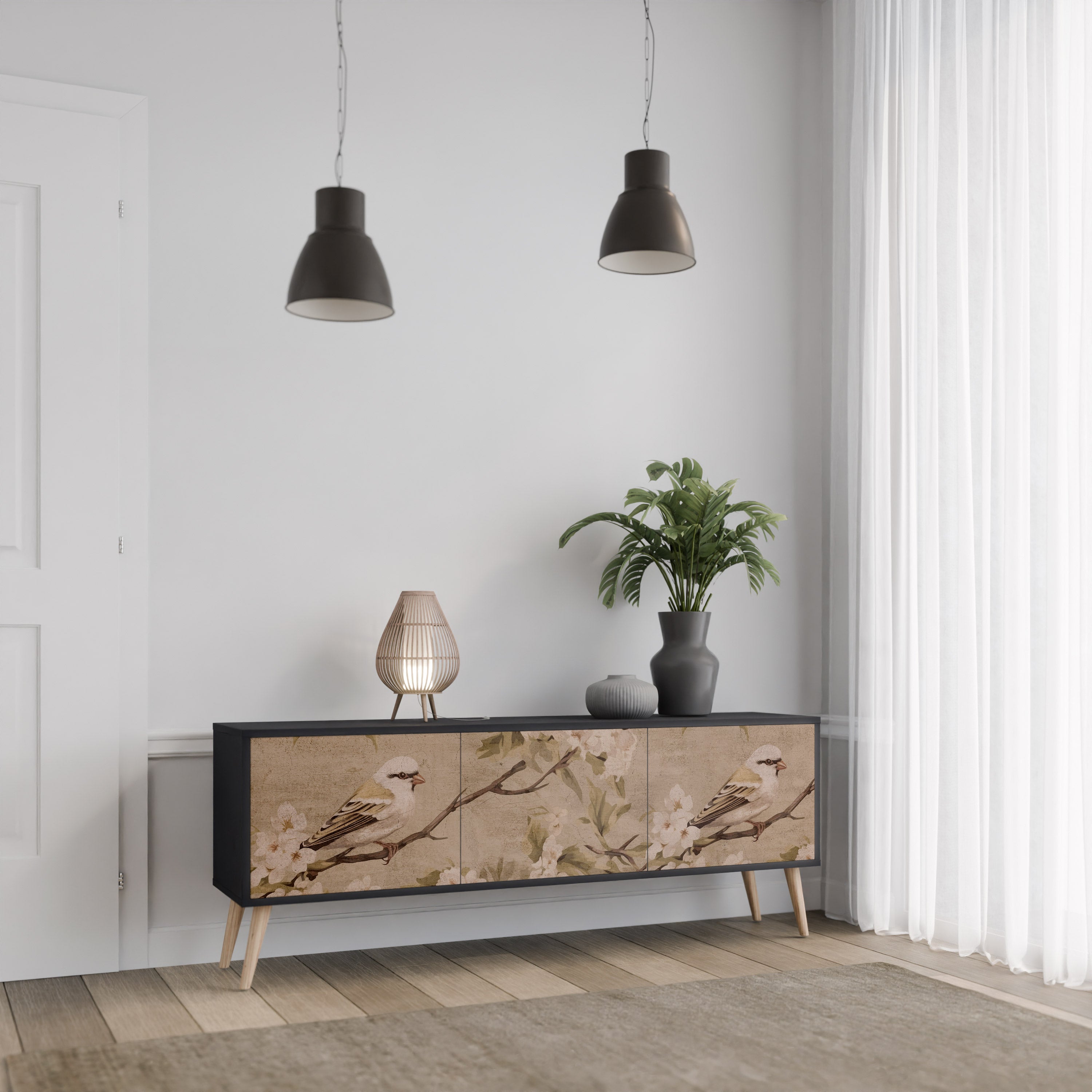 PETAL DISTINGUISH Szafka RTV 3-drzwiowa korpus Czarny