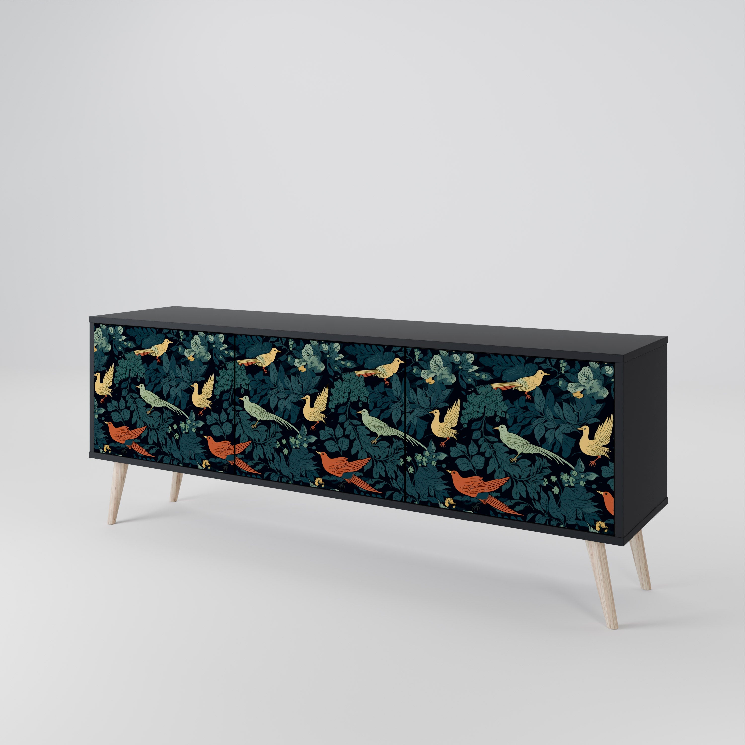 FOWL ORNAMENT Szafka RTV 3-drzwiowa korpus Czarny
