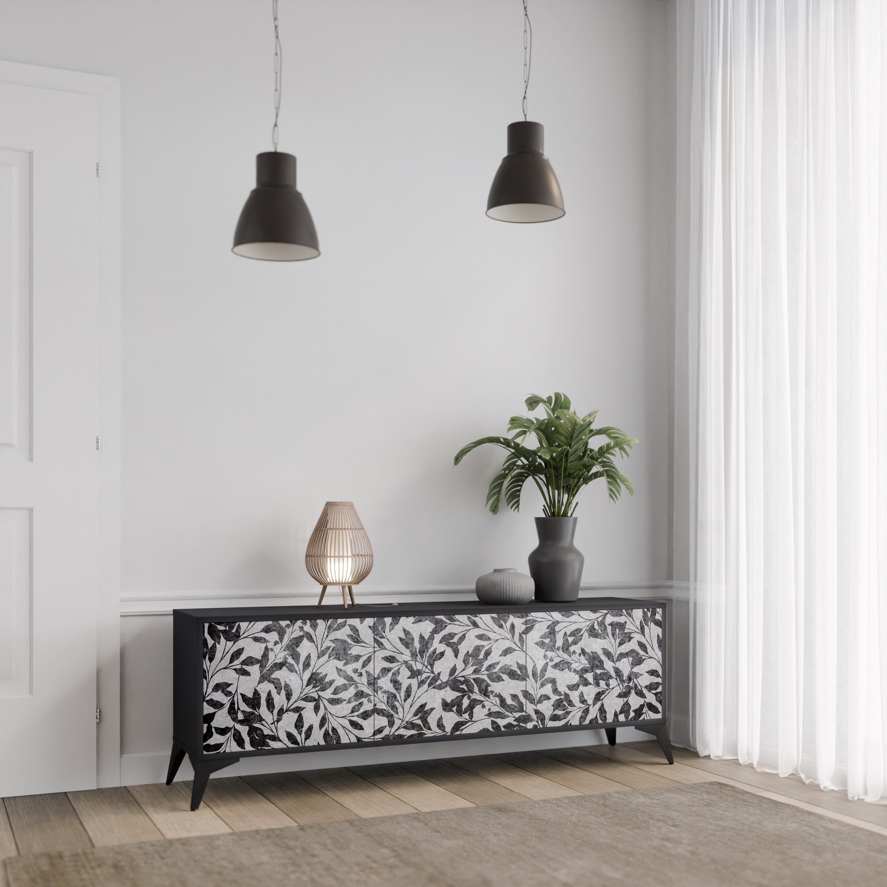 CHARCOAL SPROUT Szafka RTV 3-drzwiowa korpus Czarny