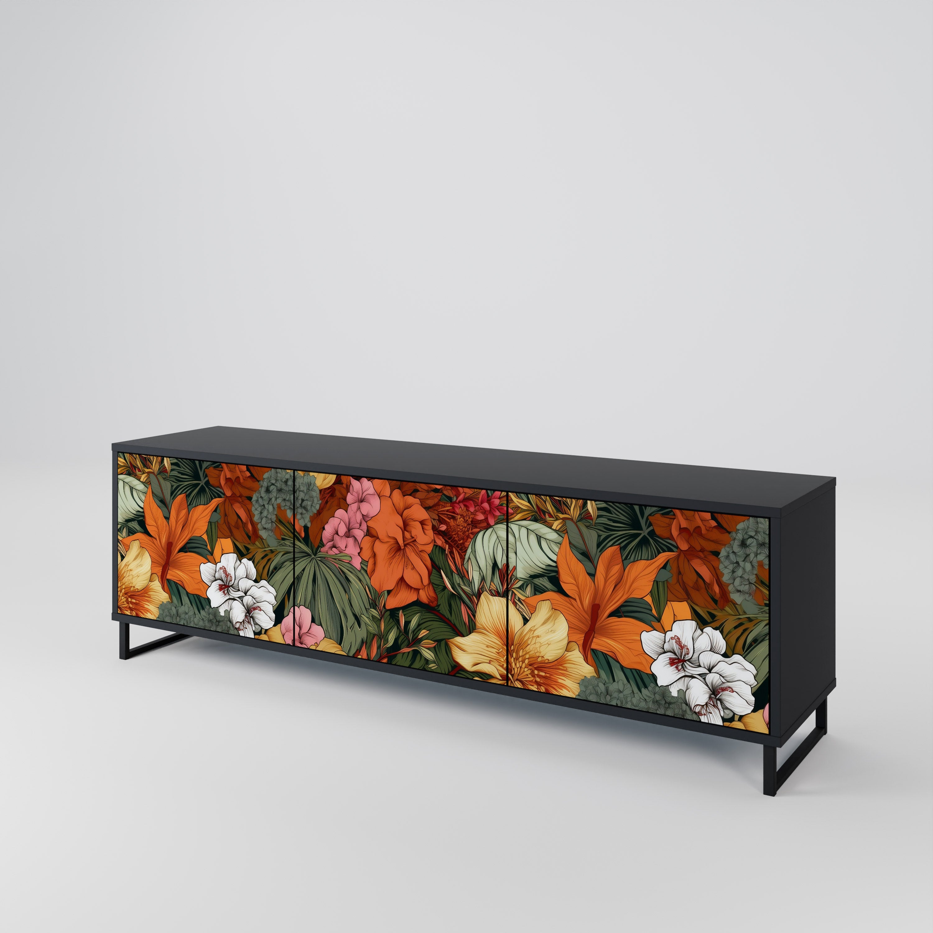 RADIANT FLORA Szafka RTV 3-drzwiowa korpus Czarny