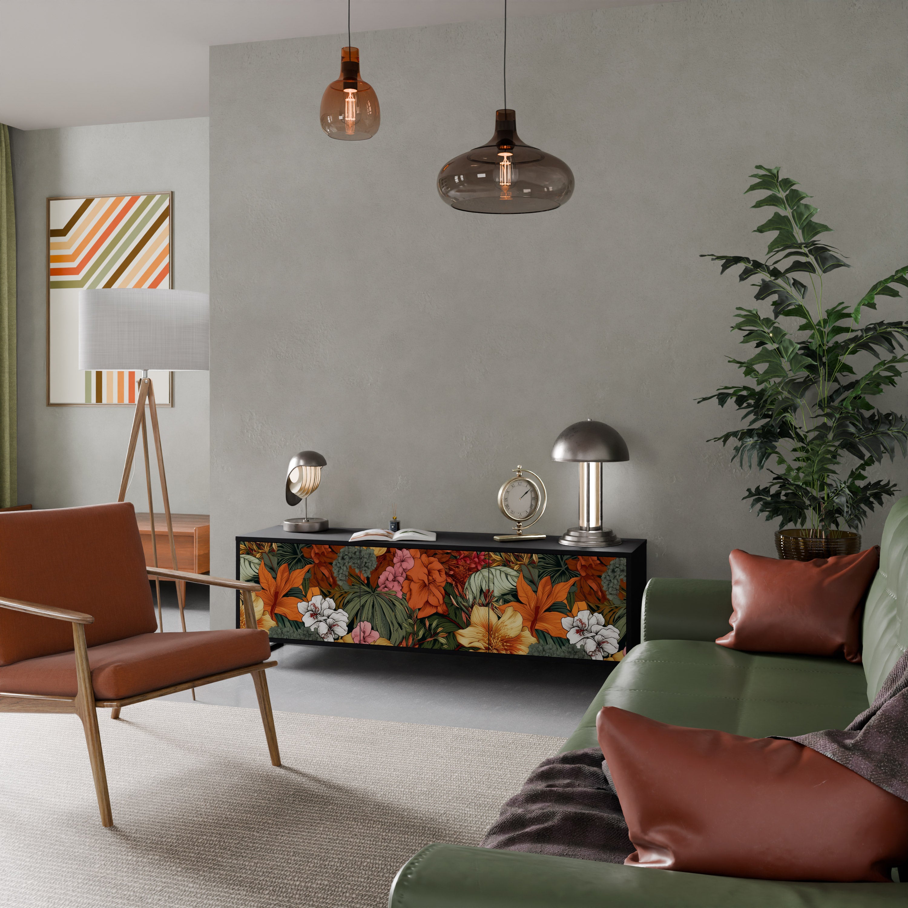 RADIANT FLORA Szafka RTV 3-drzwiowa korpus Czarny