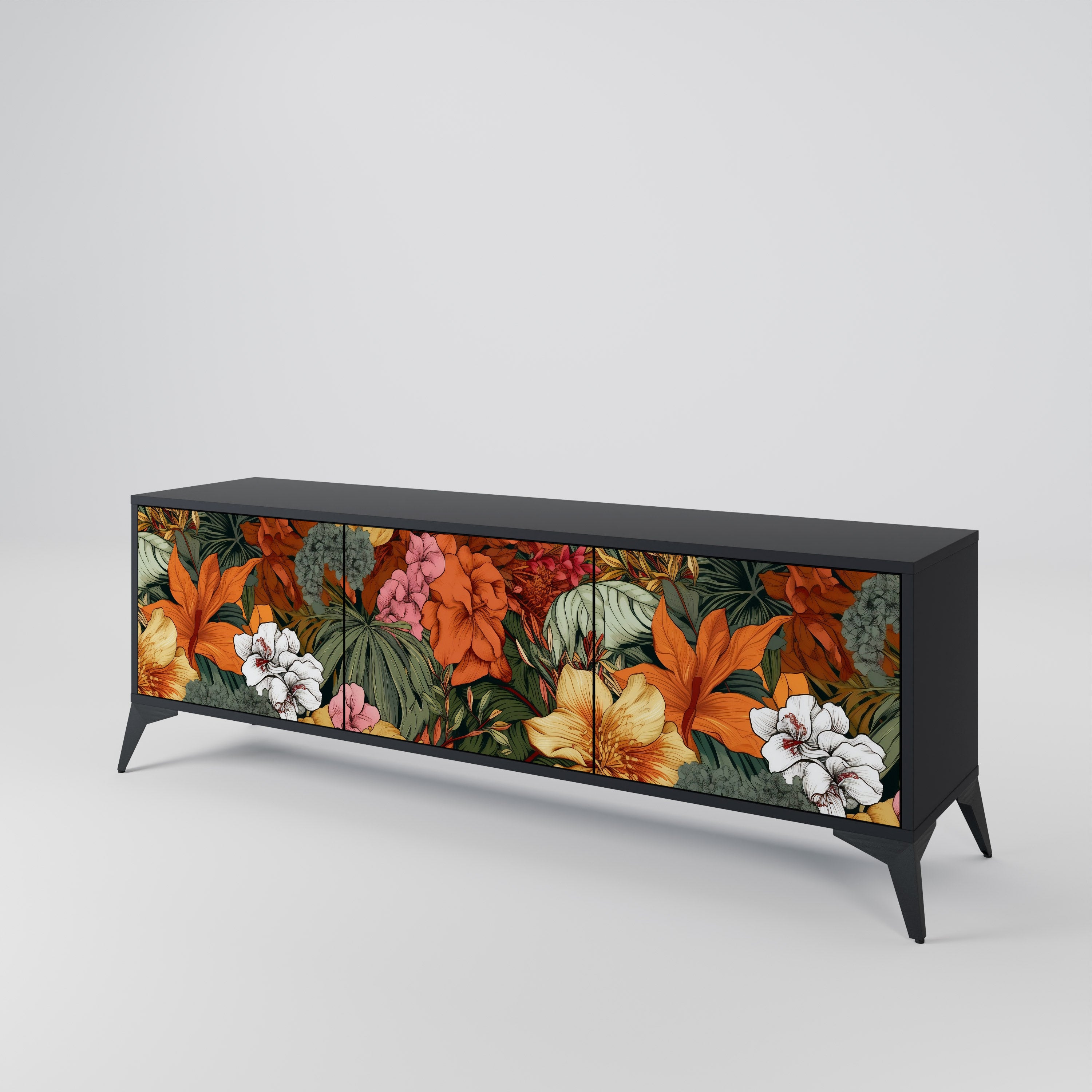RADIANT FLORA Szafka RTV 3-drzwiowa korpus Czarny