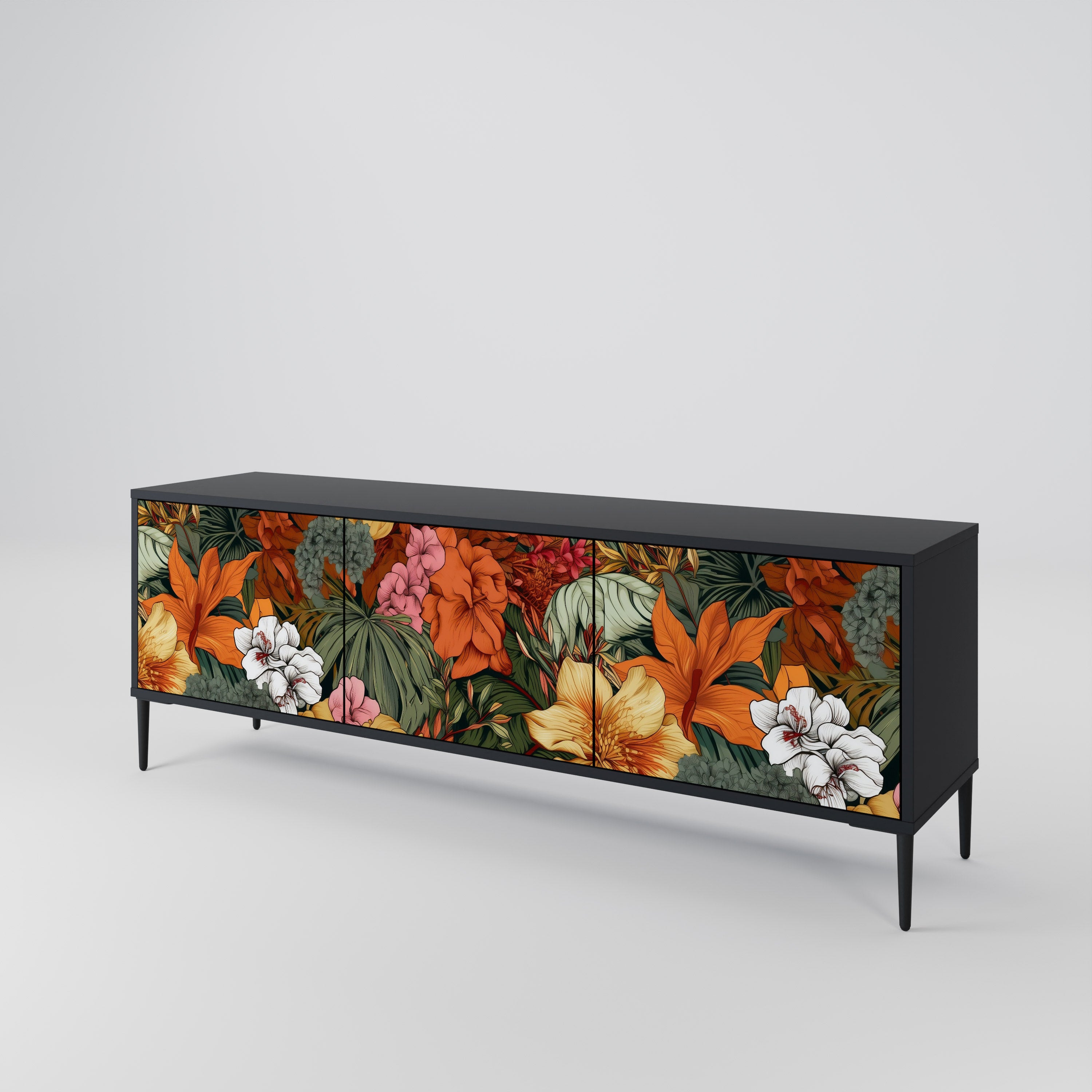RADIANT FLORA Szafka RTV 3-drzwiowa korpus Czarny