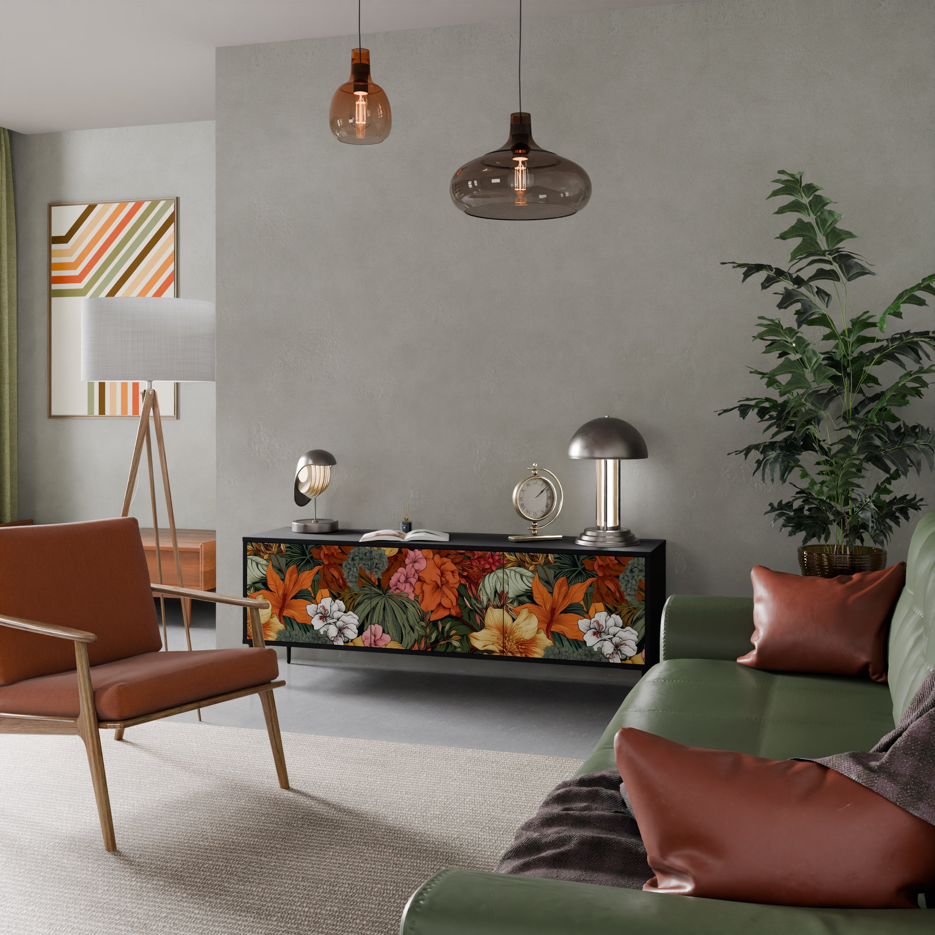 RADIANT FLORA Szafka RTV 3-drzwiowa korpus Czarny