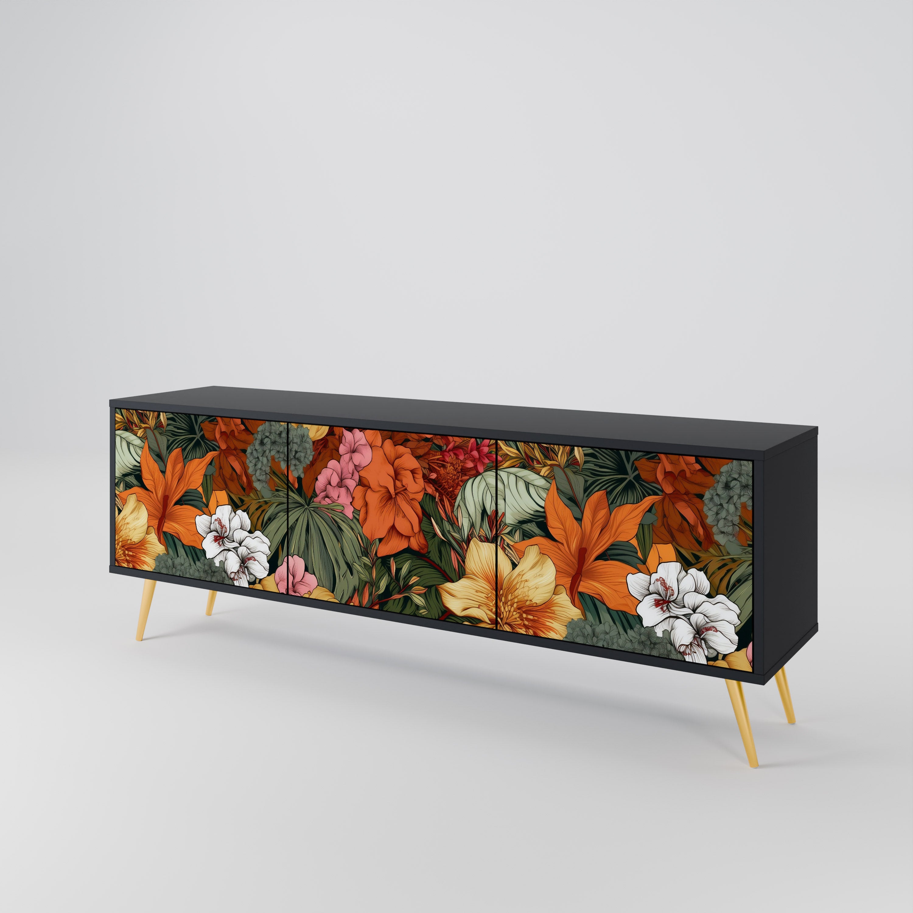 RADIANT FLORA Szafka RTV 3-drzwiowa korpus Czarny