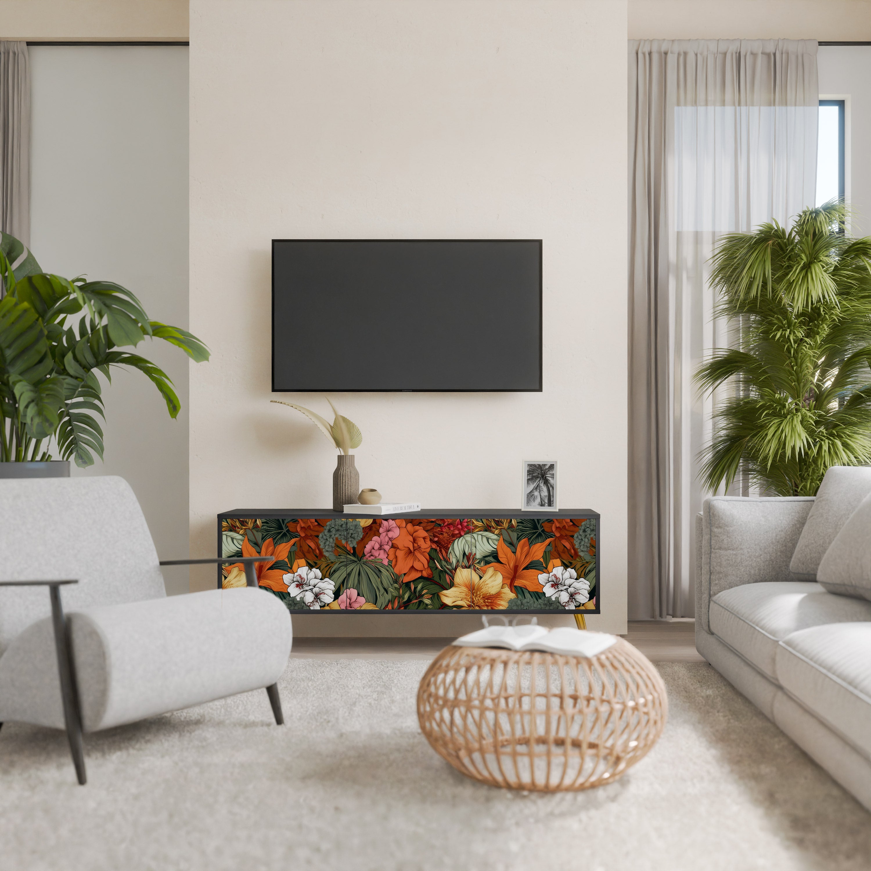 RADIANT FLORA Szafka RTV 3-drzwiowa korpus Czarny