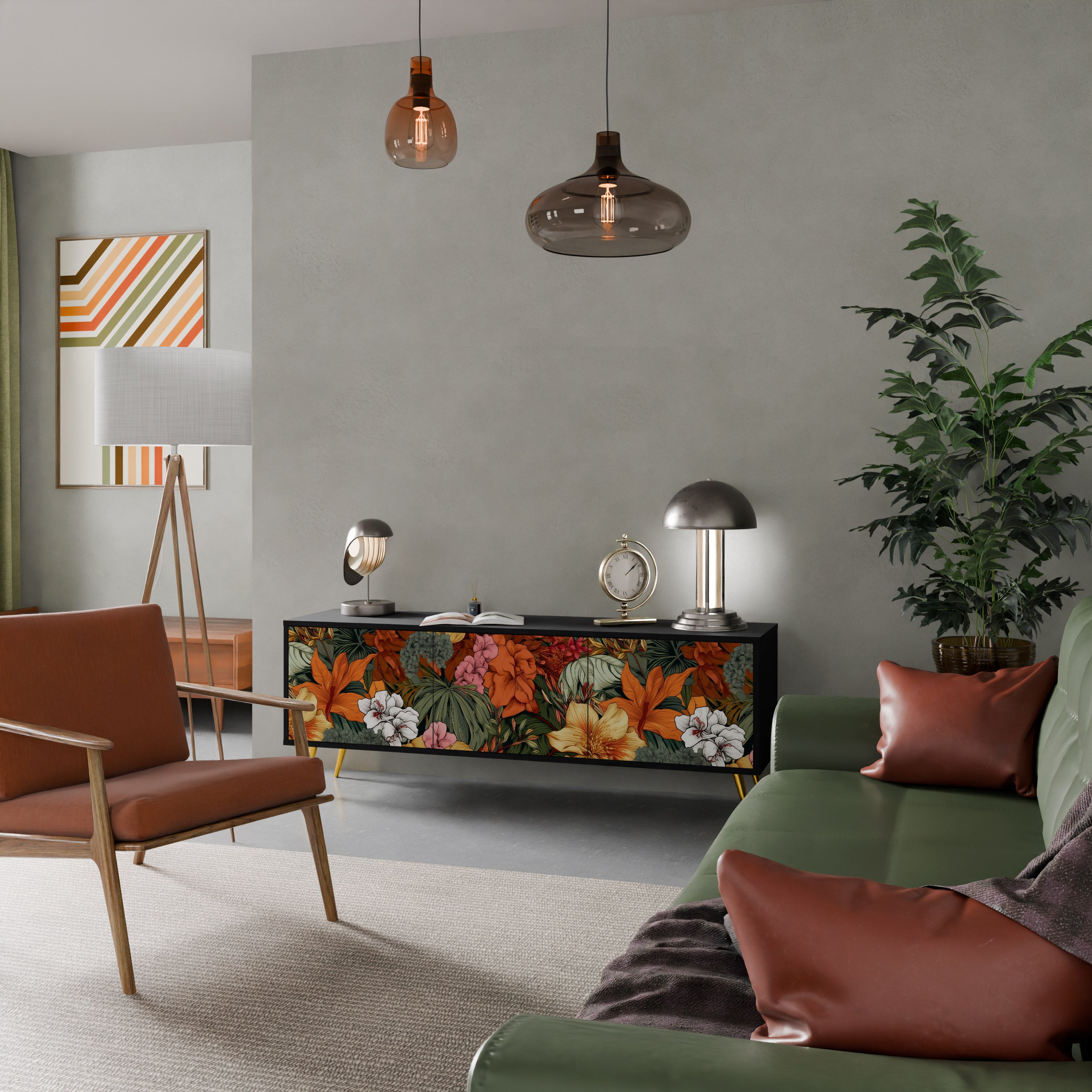 RADIANT FLORA Szafka RTV 3-drzwiowa korpus Czarny