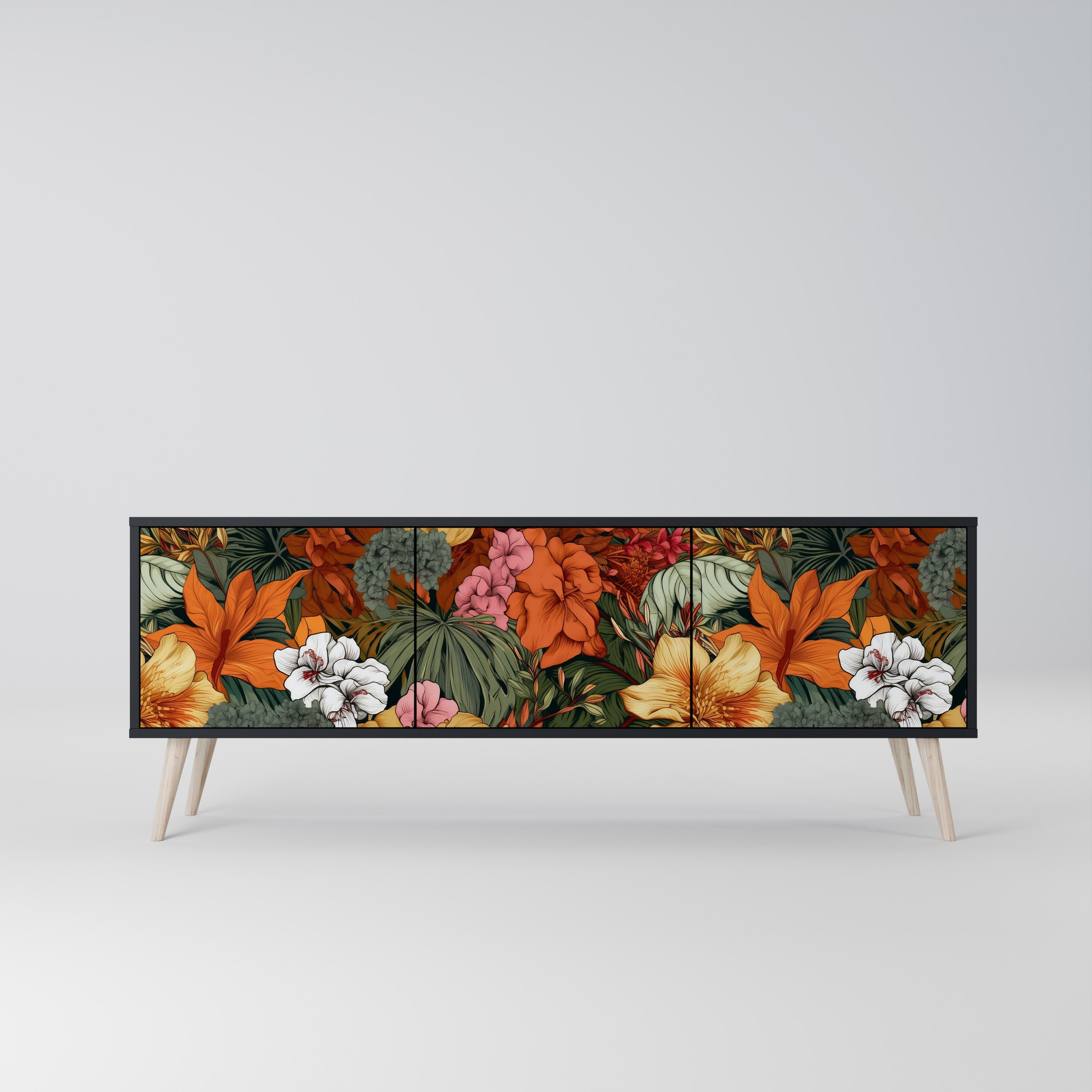 RADIANT FLORA Szafka RTV 3-drzwiowa korpus Czarny