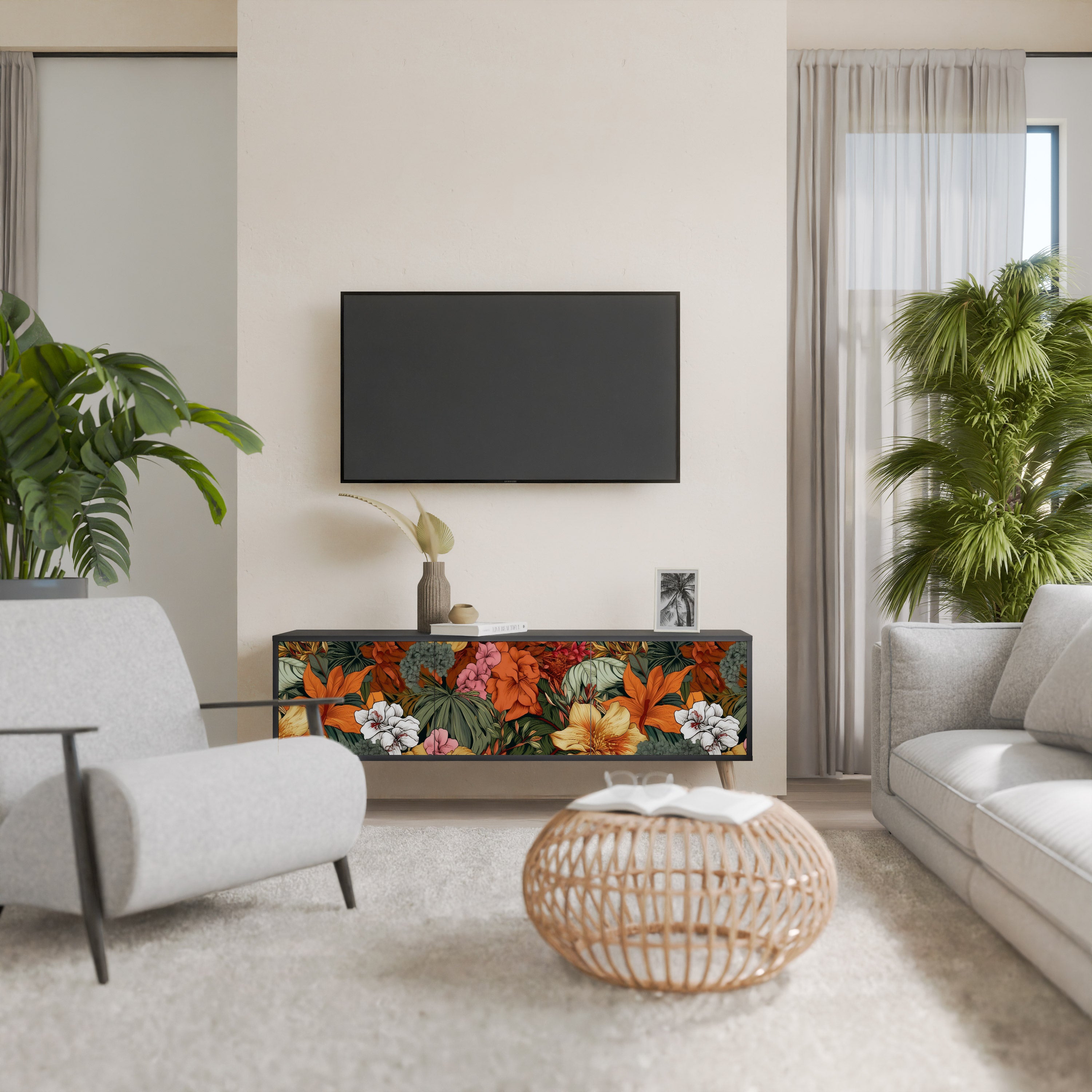 RADIANT FLORA Szafka RTV 3-drzwiowa korpus Czarny