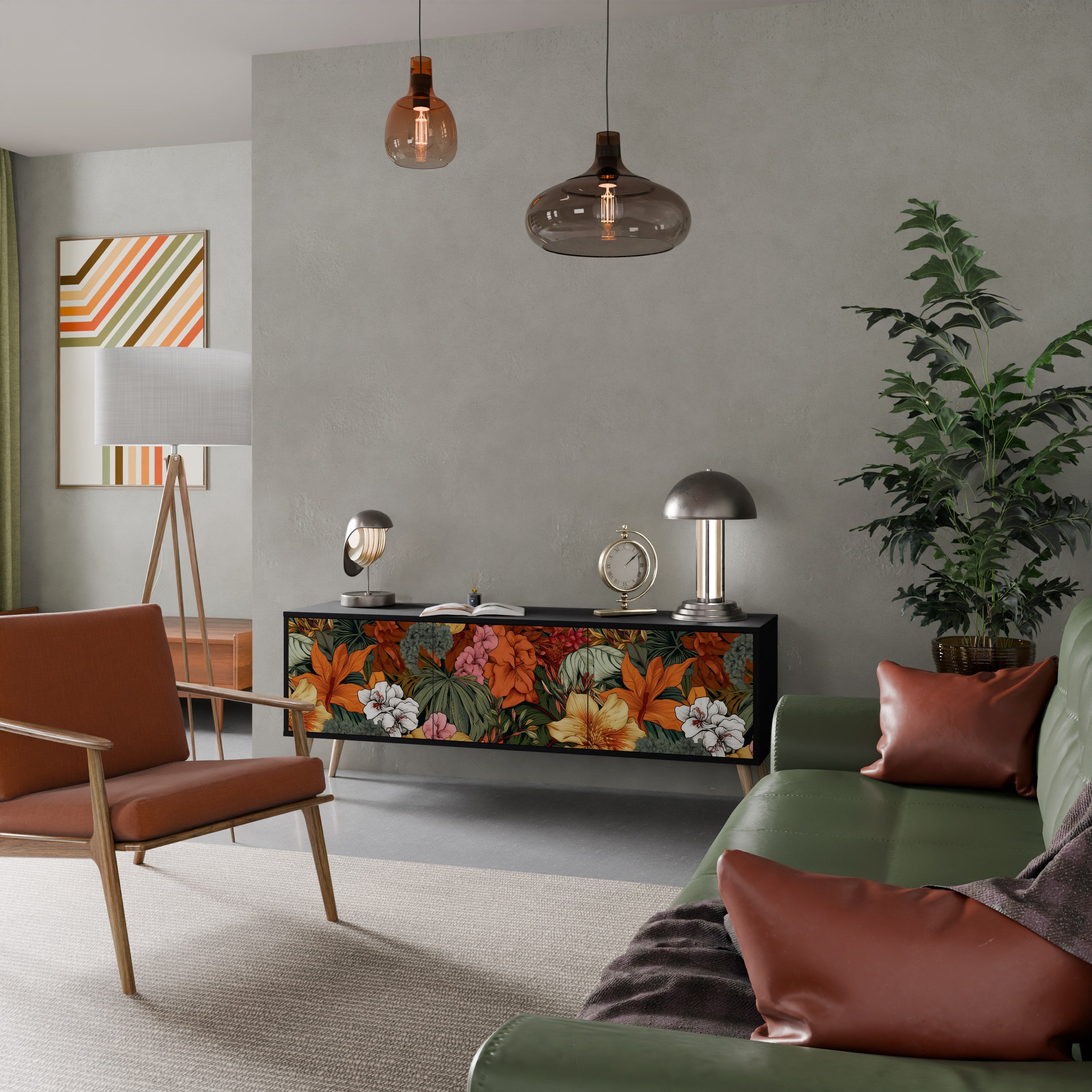 RADIANT FLORA Szafka RTV 3-drzwiowa korpus Czarny