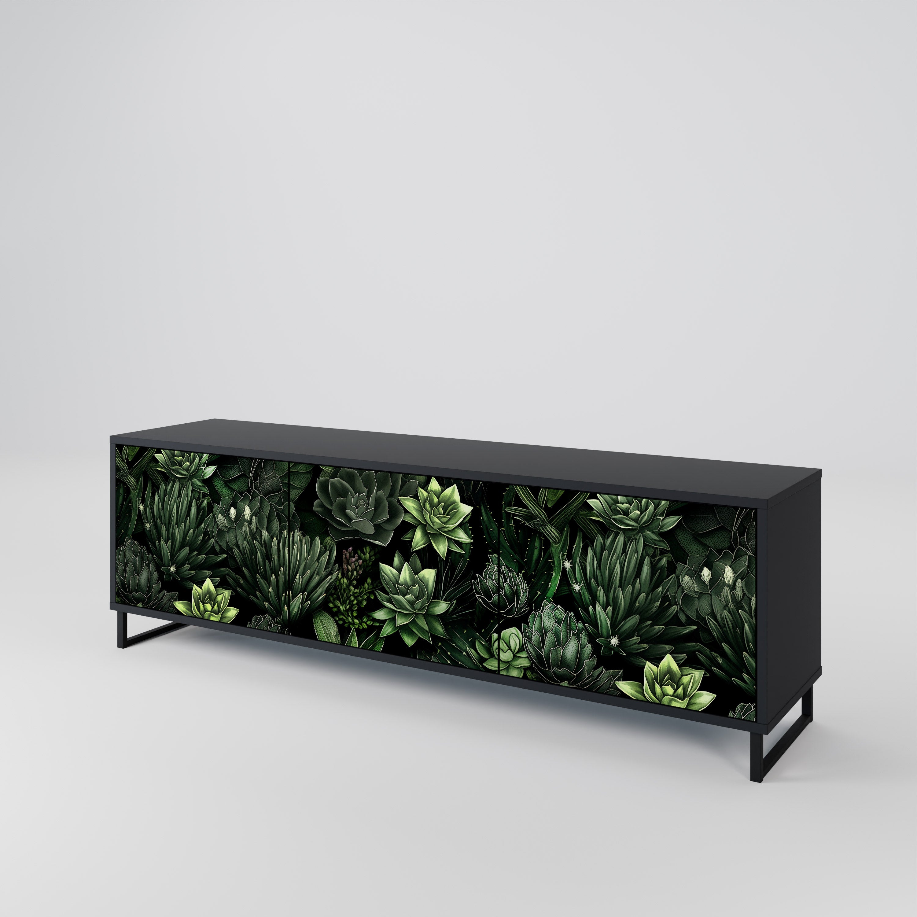 SUCCULENT JUNGLE Szafka RTV 3-drzwiowa korpus Czarny