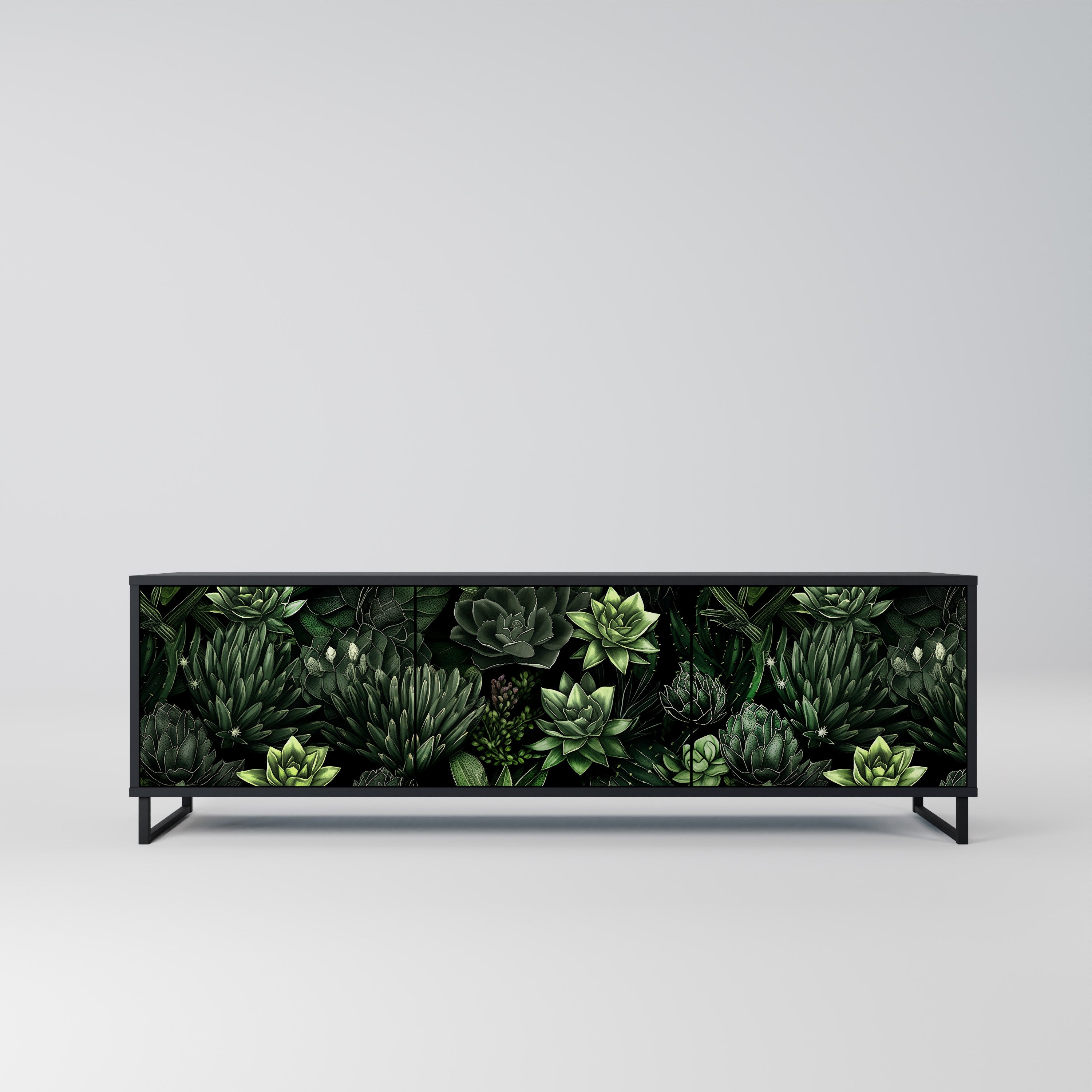 SUCCULENT JUNGLE Szafka RTV 3-drzwiowa korpus Czarny