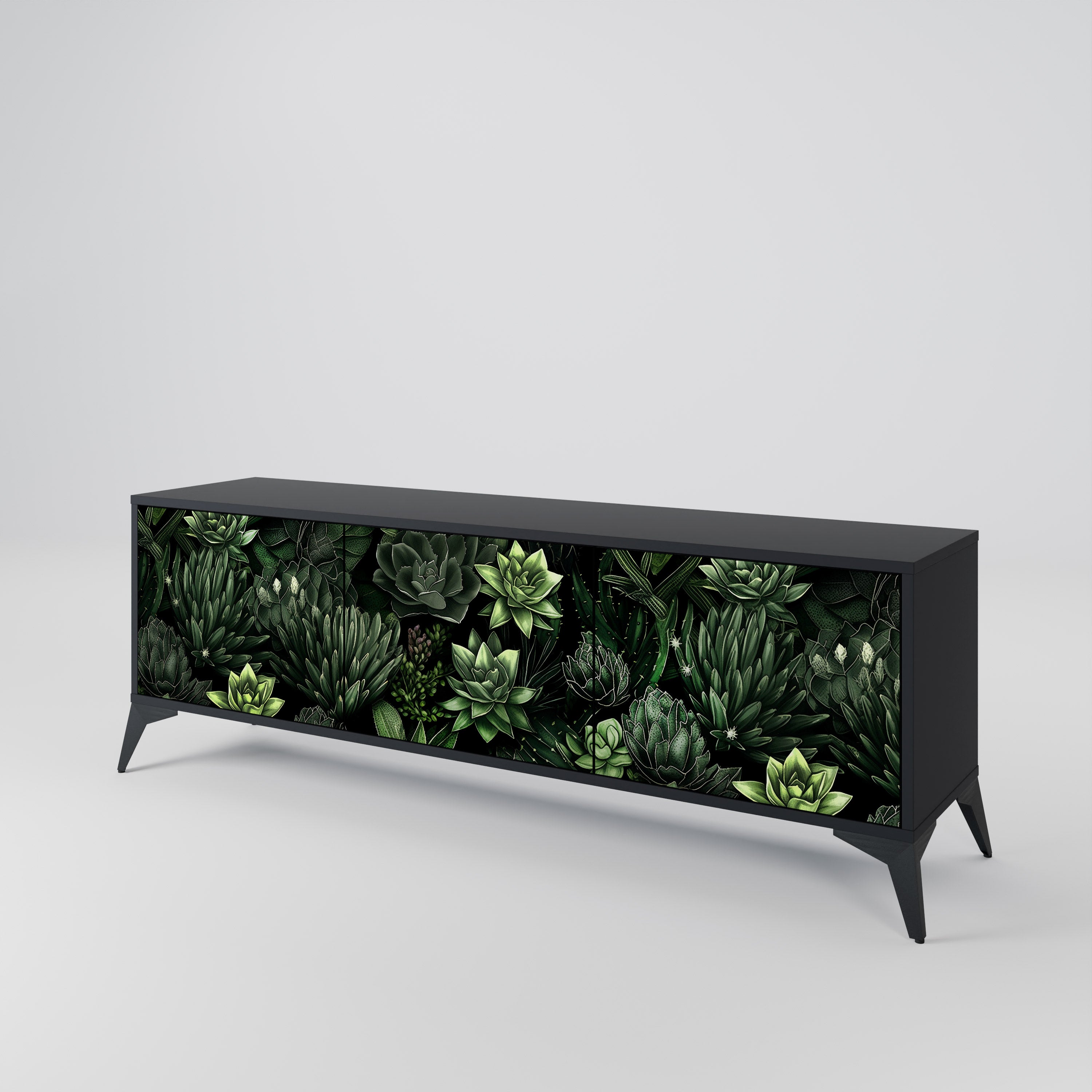 SUCCULENT JUNGLE Szafka RTV 3-drzwiowa korpus Czarny