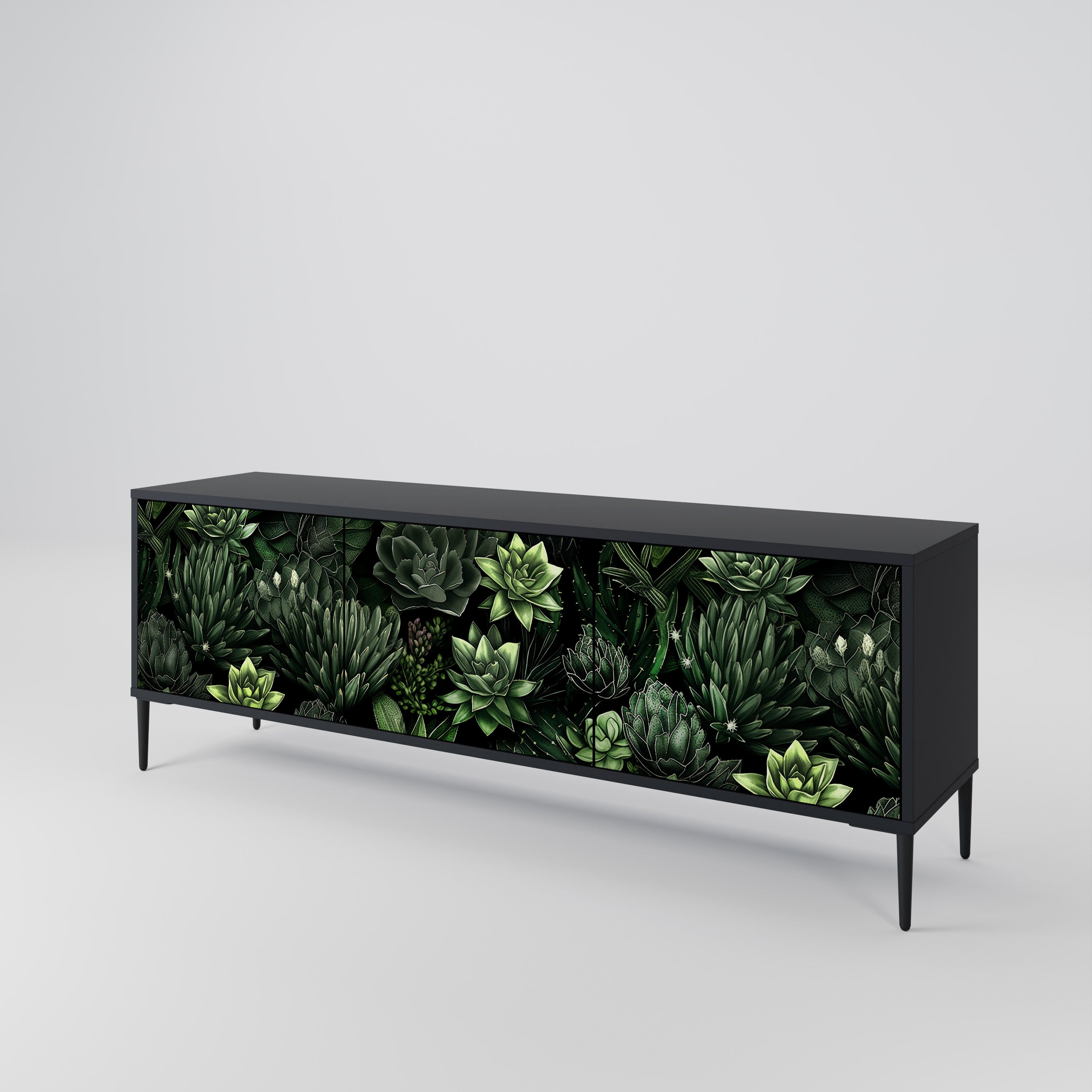 SUCCULENT JUNGLE Szafka RTV 3-drzwiowa korpus Czarny
