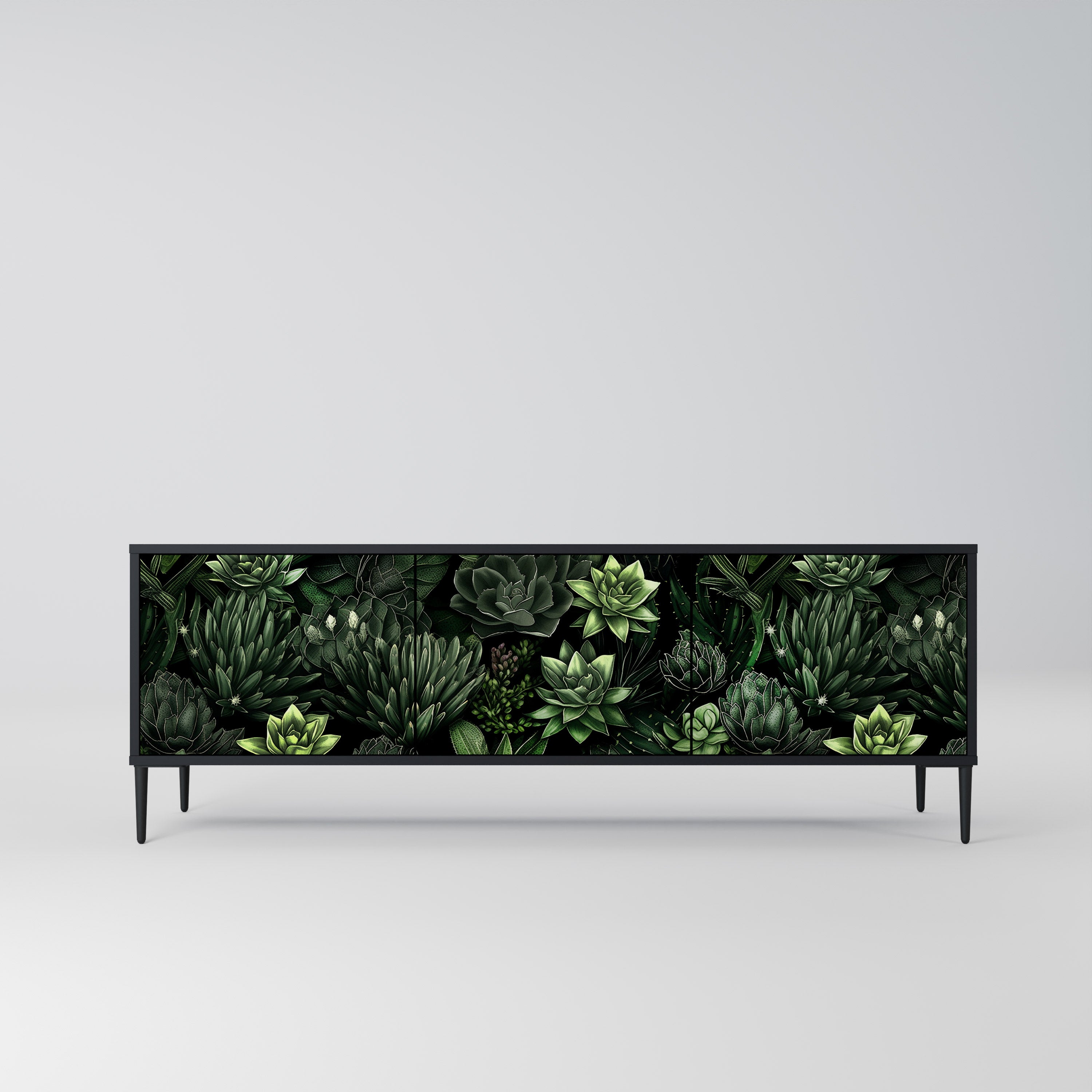 SUCCULENT JUNGLE Szafka RTV 3-drzwiowa korpus Czarny
